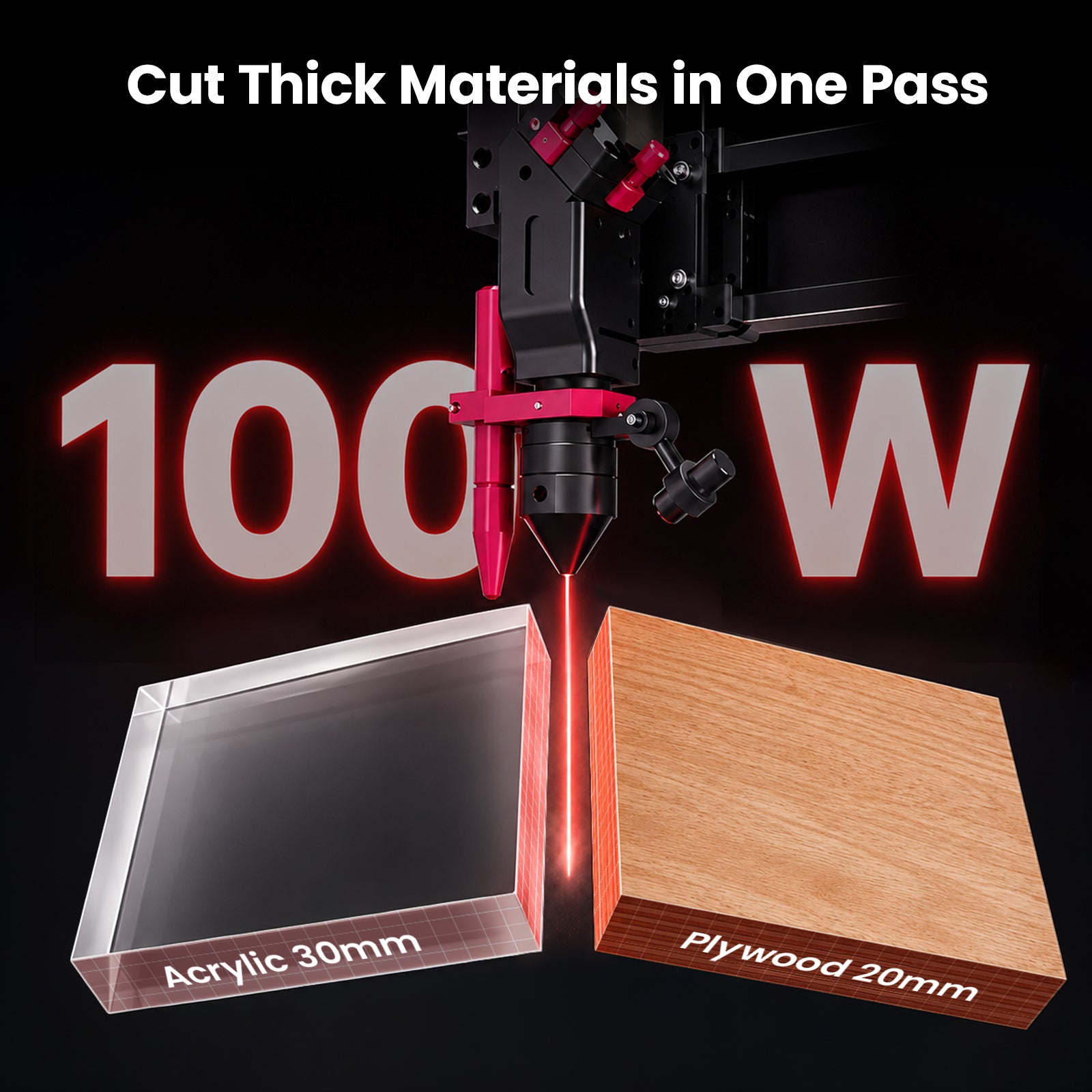 Monport Effi10S Upgraded 100W CO2 Laser Engraver & Cutter with (40" × 24") Autofocus and Built-in Water Chiller