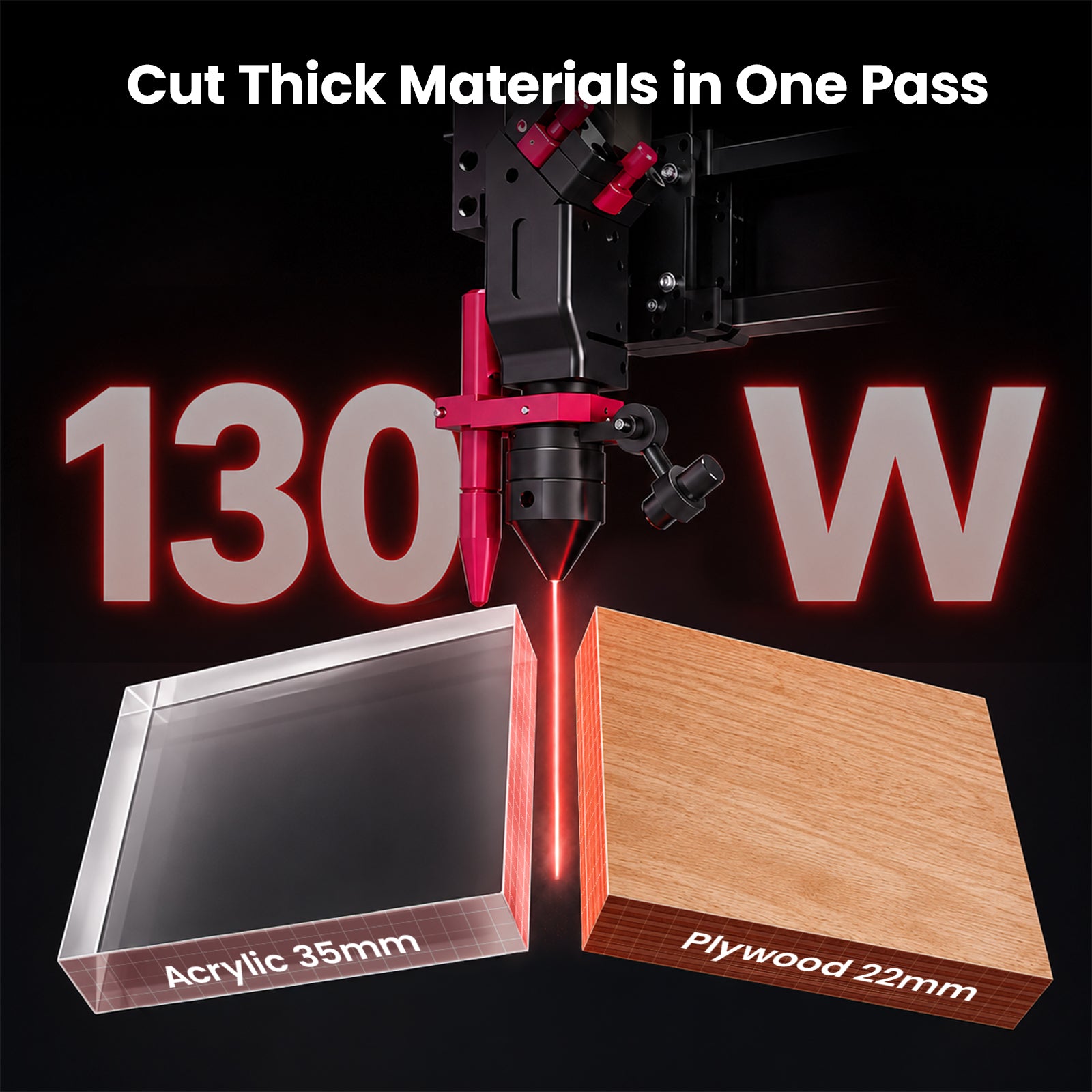 Monport Effi13S Upgraded 130W CO2 Laser Engraver & Cutter (51" × 35") with Autofocus and Built-in Water Chiller