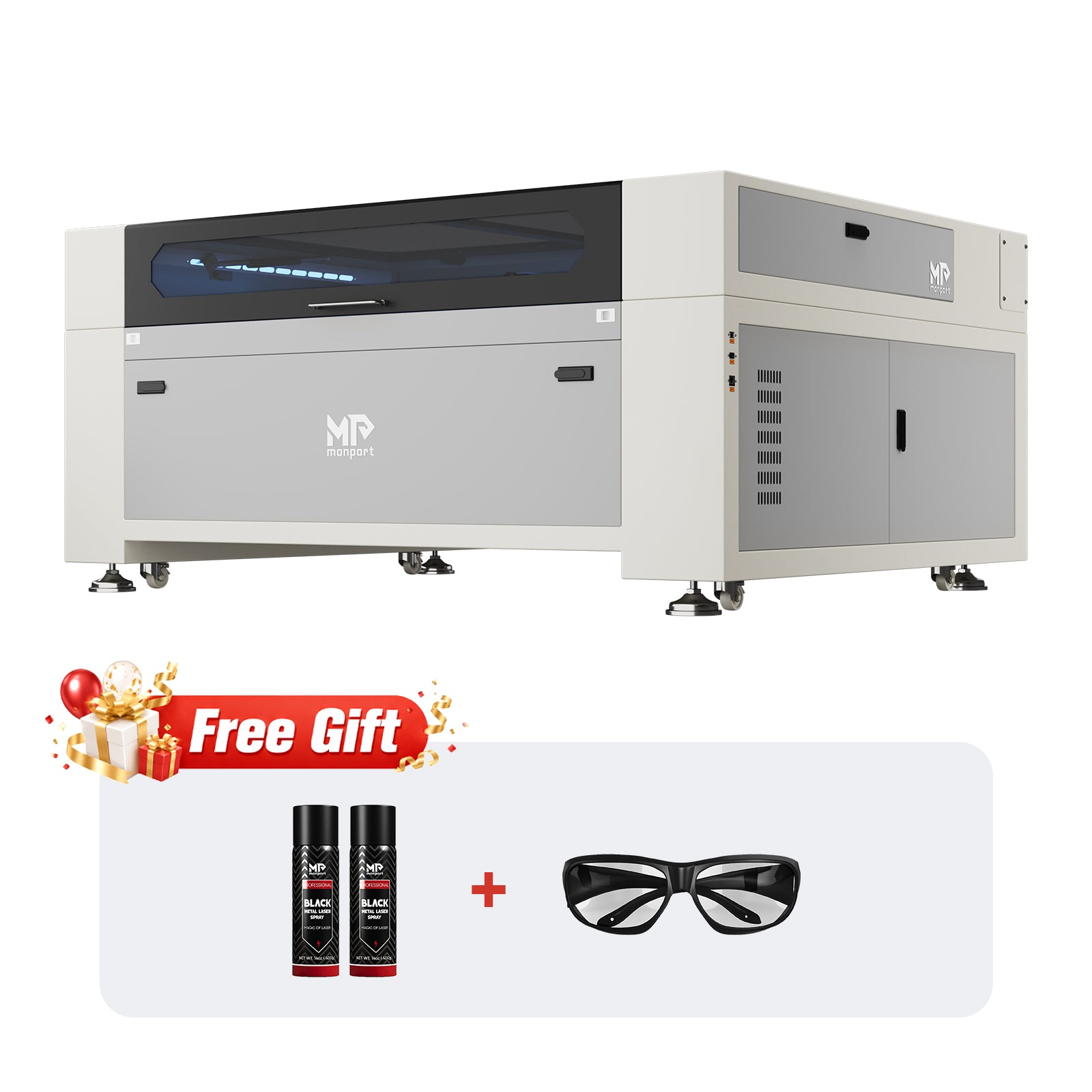 Monport Effi16S Upgraded 150W CO2 Laser Engraver & Cutter (63" × 40") with Autofocus and Built-in Water Chiller
