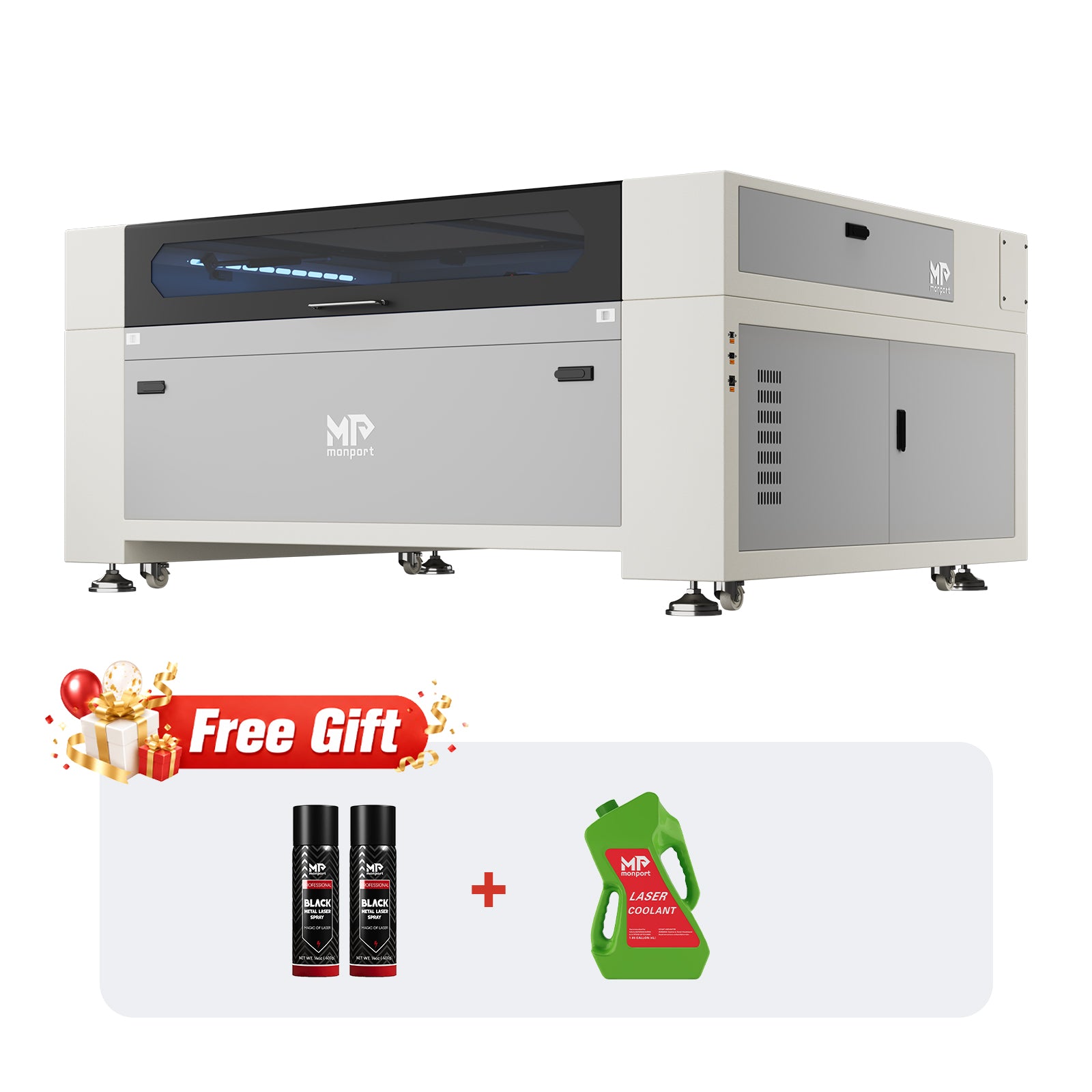 Monport Effi13S Upgraded 130W CO2 Laser Engraver & Cutter (51" × 35") with Autofocus and Built-in Water Chiller