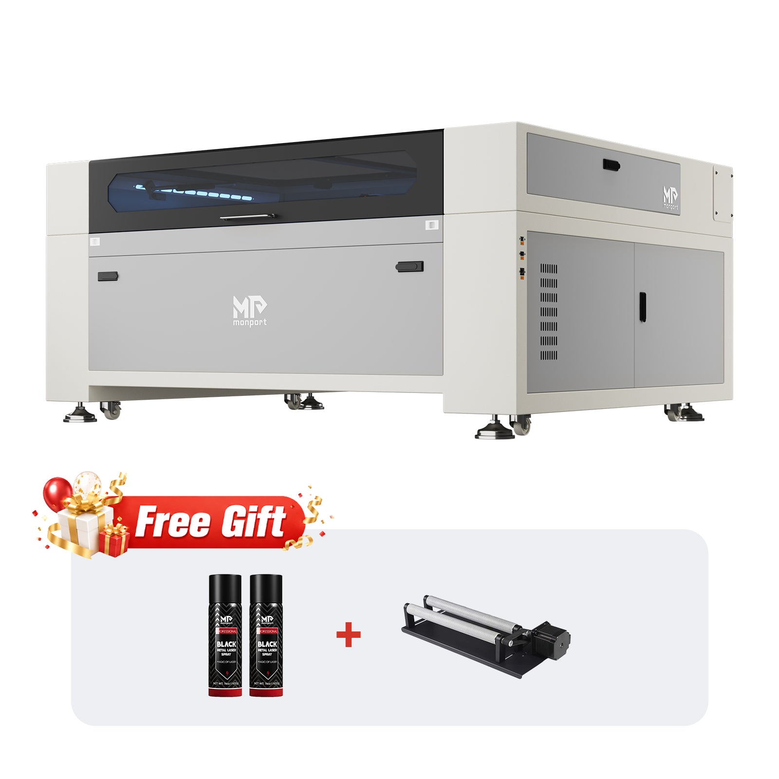 Monport Effi13S Upgraded 130W CO2 Laser Engraver & Cutter (51" × 35") with Autofocus and Built-in Water Chiller