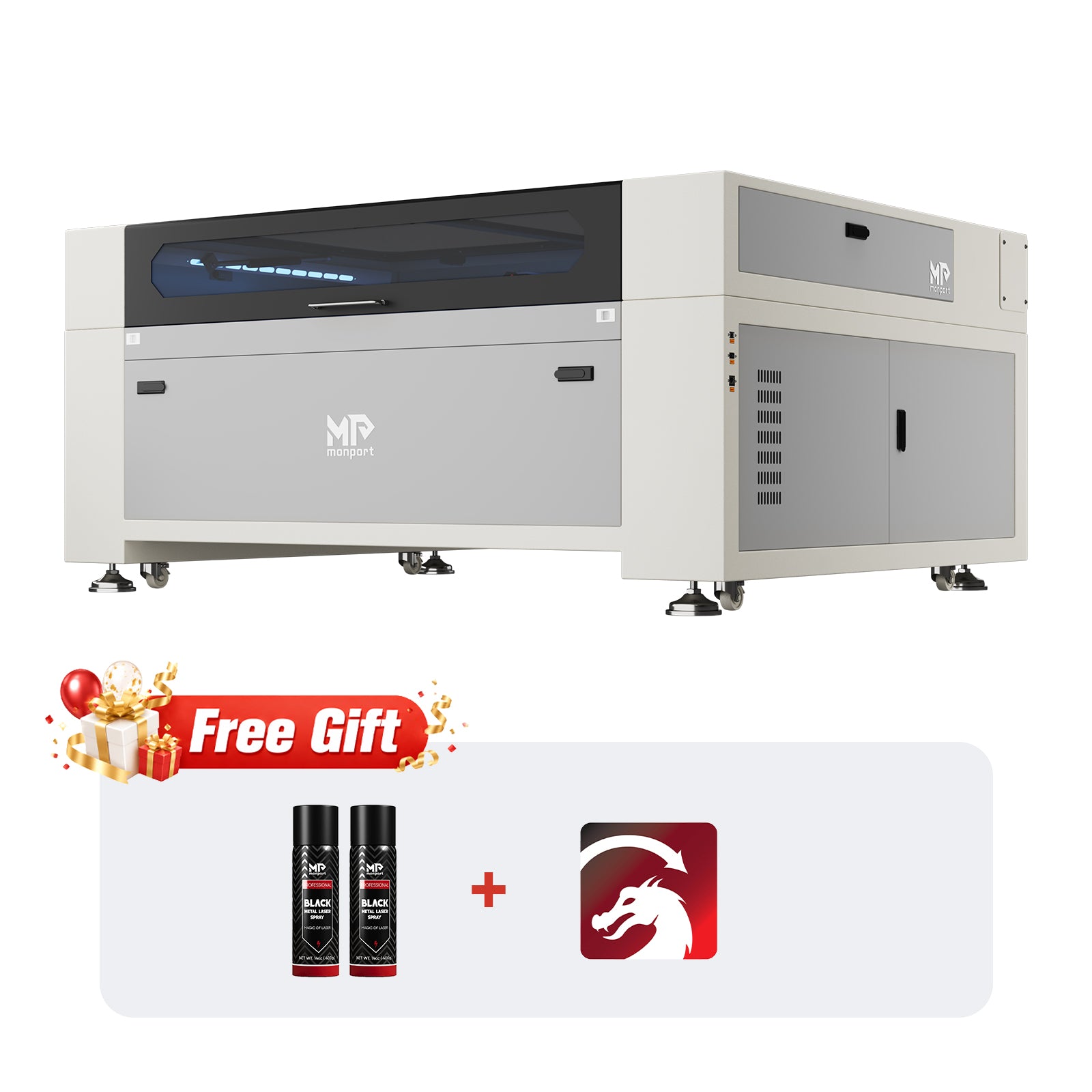 Monport Effi16S Upgraded 150W CO2 Laser Engraver & Cutter (63" × 40") with Autofocus and Built-in Water Chiller