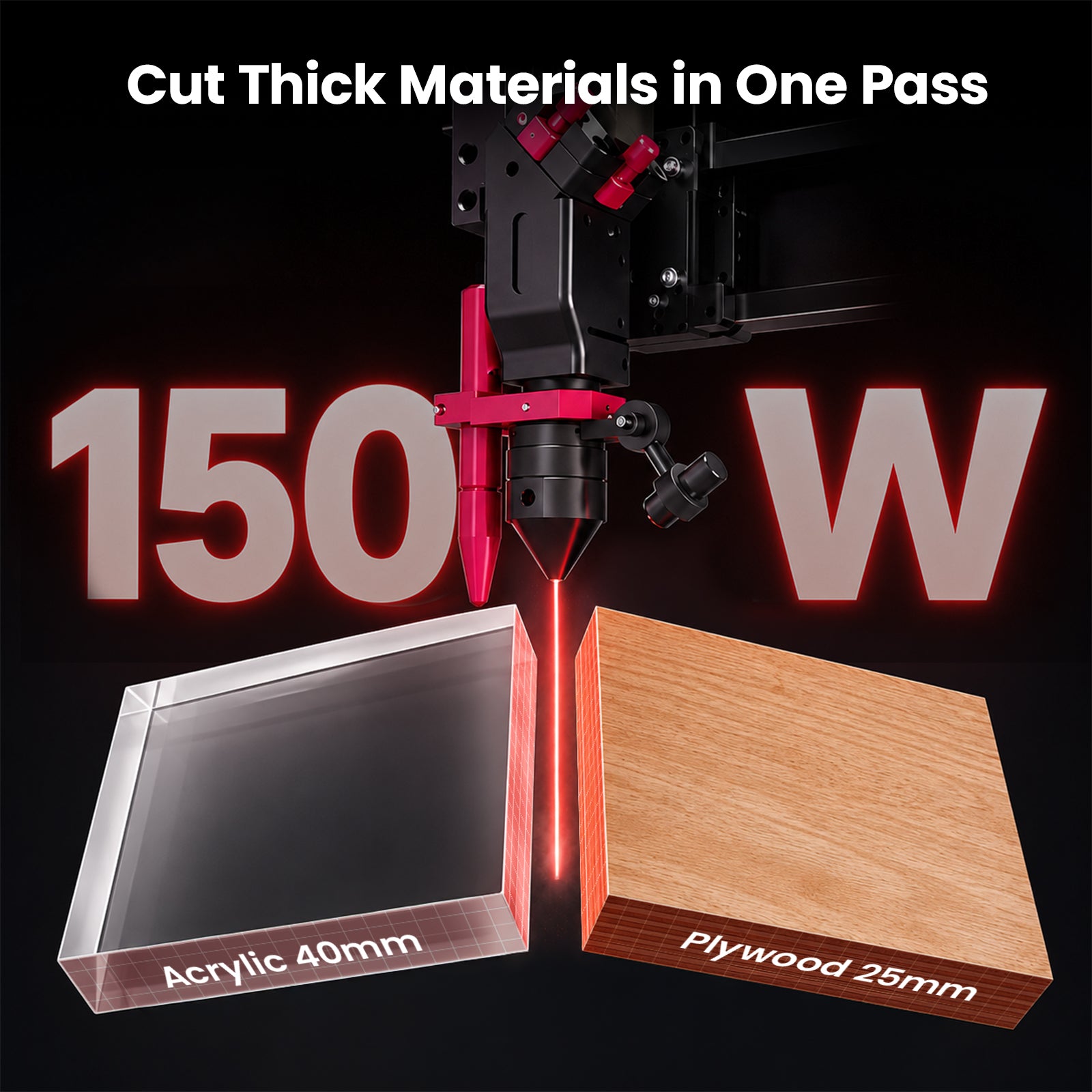 Monport Effi16S Upgraded 150W CO2 Laser Engraver & Cutter (63" × 40") with Autofocus and Built-in Water Chiller