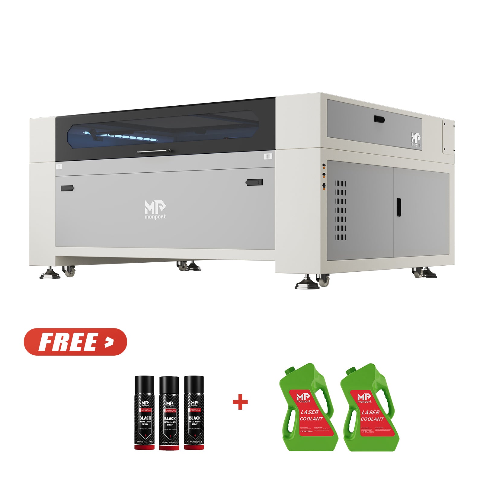 Monport Effi16S Upgraded 150W CO2 Laser Engraver & Cutter (63" × 40") with Autofocus and Built-in Water Chiller
