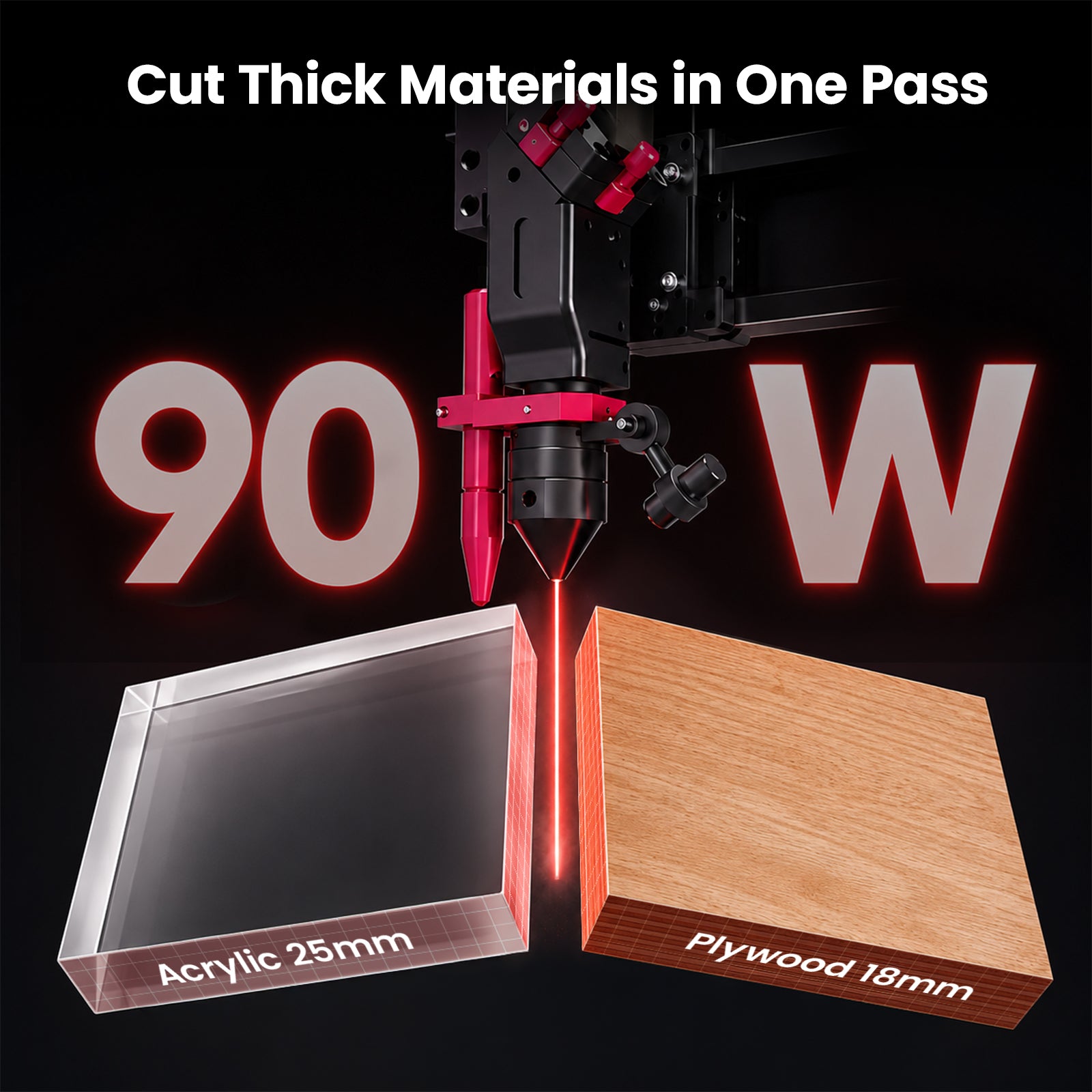 Monport Effi9S Upgraded 90W CO2 Laser Engraver & Cutter (36" × 24") with Autofocus and Built-in Water Chiller