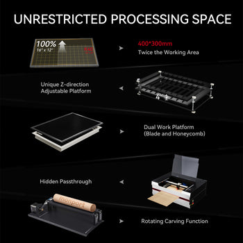 Monport Reno 45W Desktop CO2 Laser Engraver & Cutter (16" X 12") with Semi-Autofocus