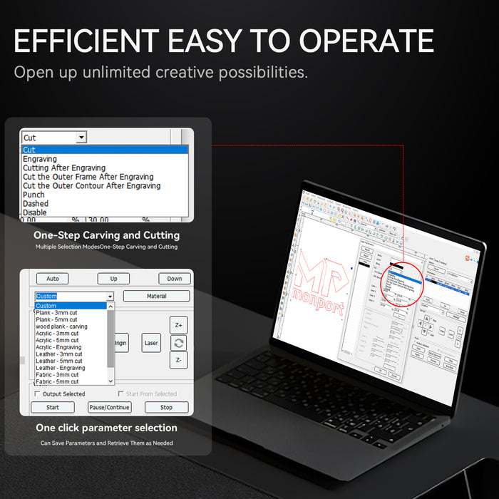 Monport Reno 45W Pro Desktop CO2 Laser Engraver & Cutter (16