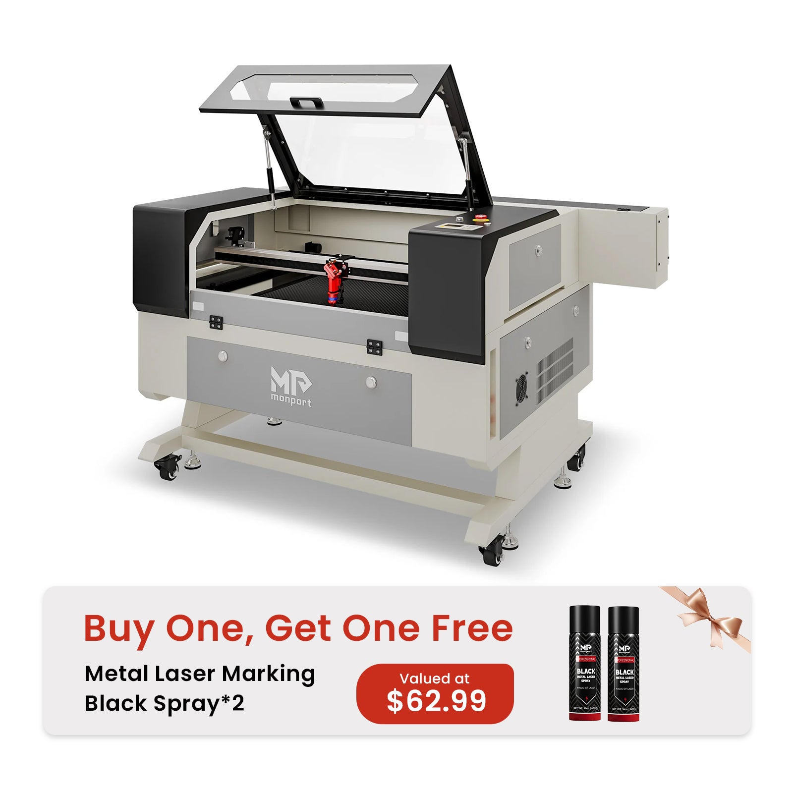 Monport 90W CO2 Laser Engraver & Cutter (28" x 20") with Autofocus and Bracket