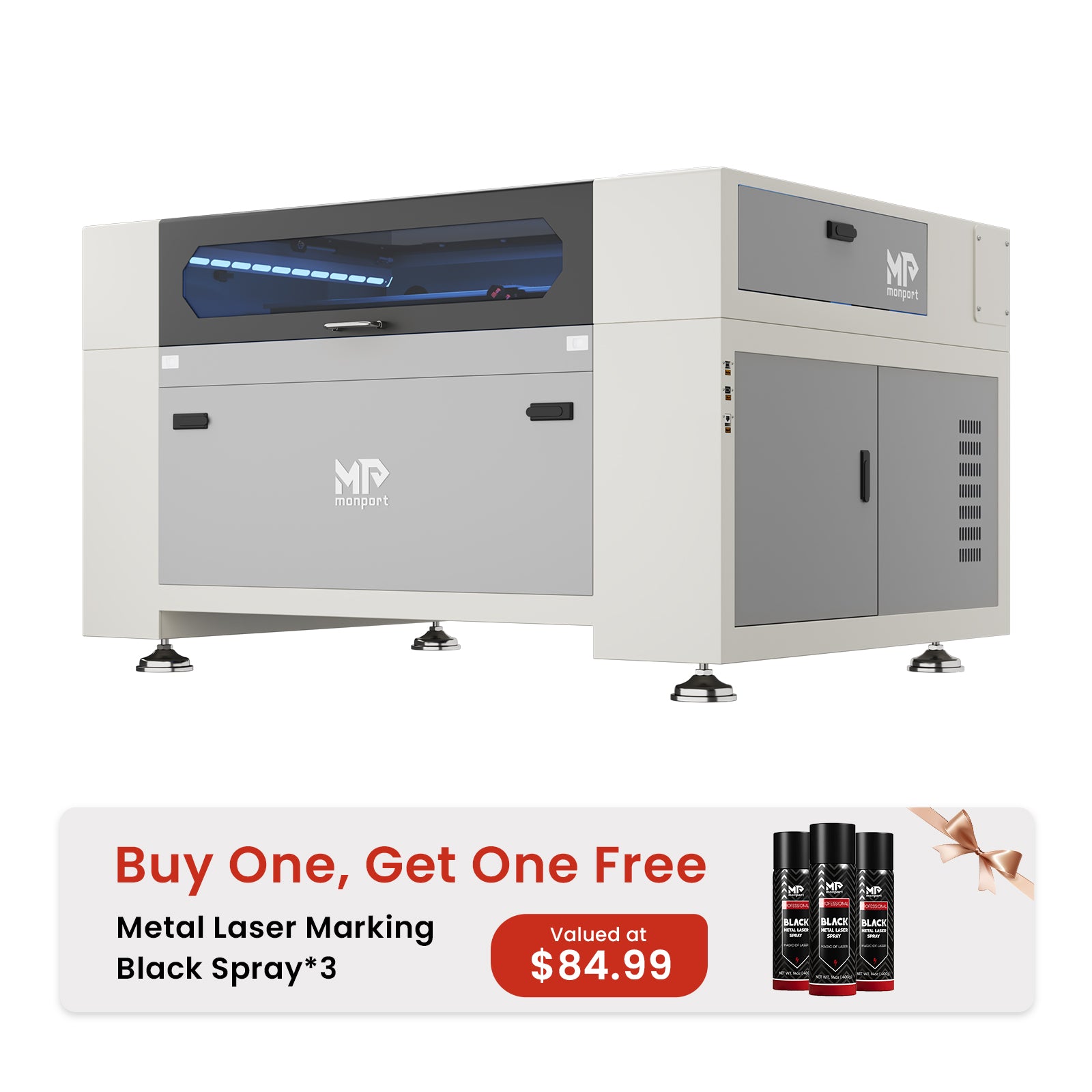 Monport Effi10S Upgraded 100W CO2 Laser Engraver & Cutter with (40" × 24") Autofocus and Built-in Water Chiller