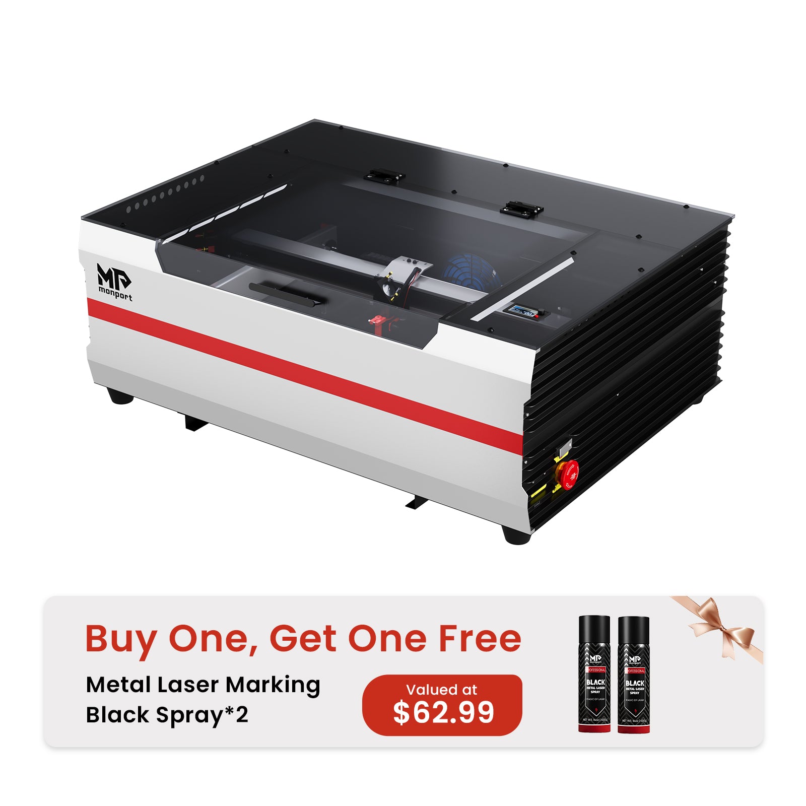 Monport Reno45 45W Desktop CO2 Laser Engraver & Cutter (16" X 12") with Magnetic Assisted Focus