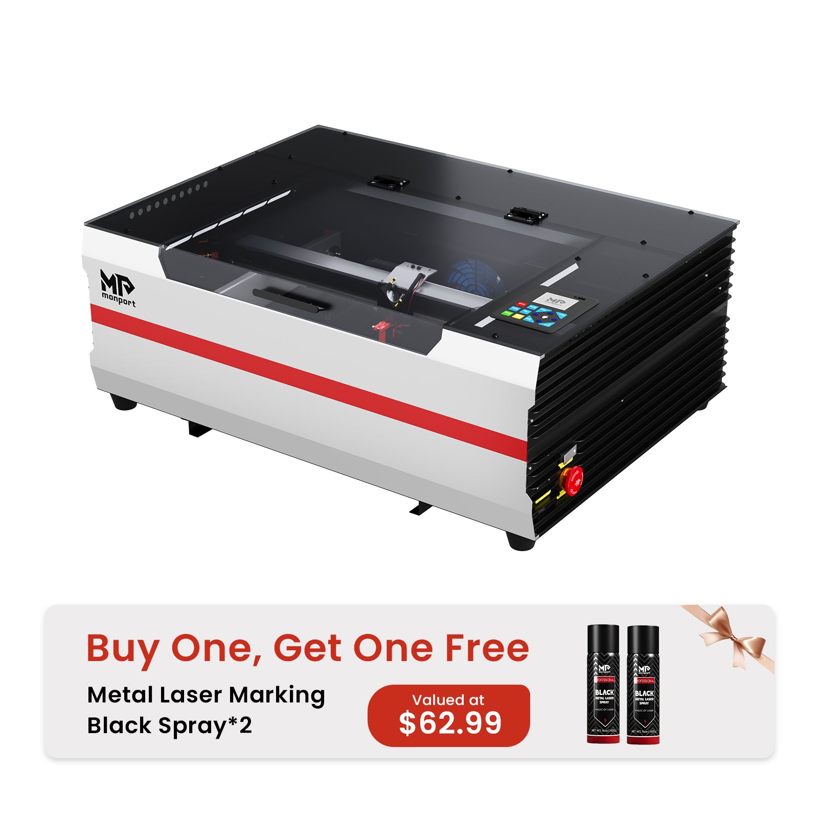 Monport Reno45 Pro 45W Desktop CO2 Laser Engraver & Cutter (16" X 12") with Magnetic Assisted Focus