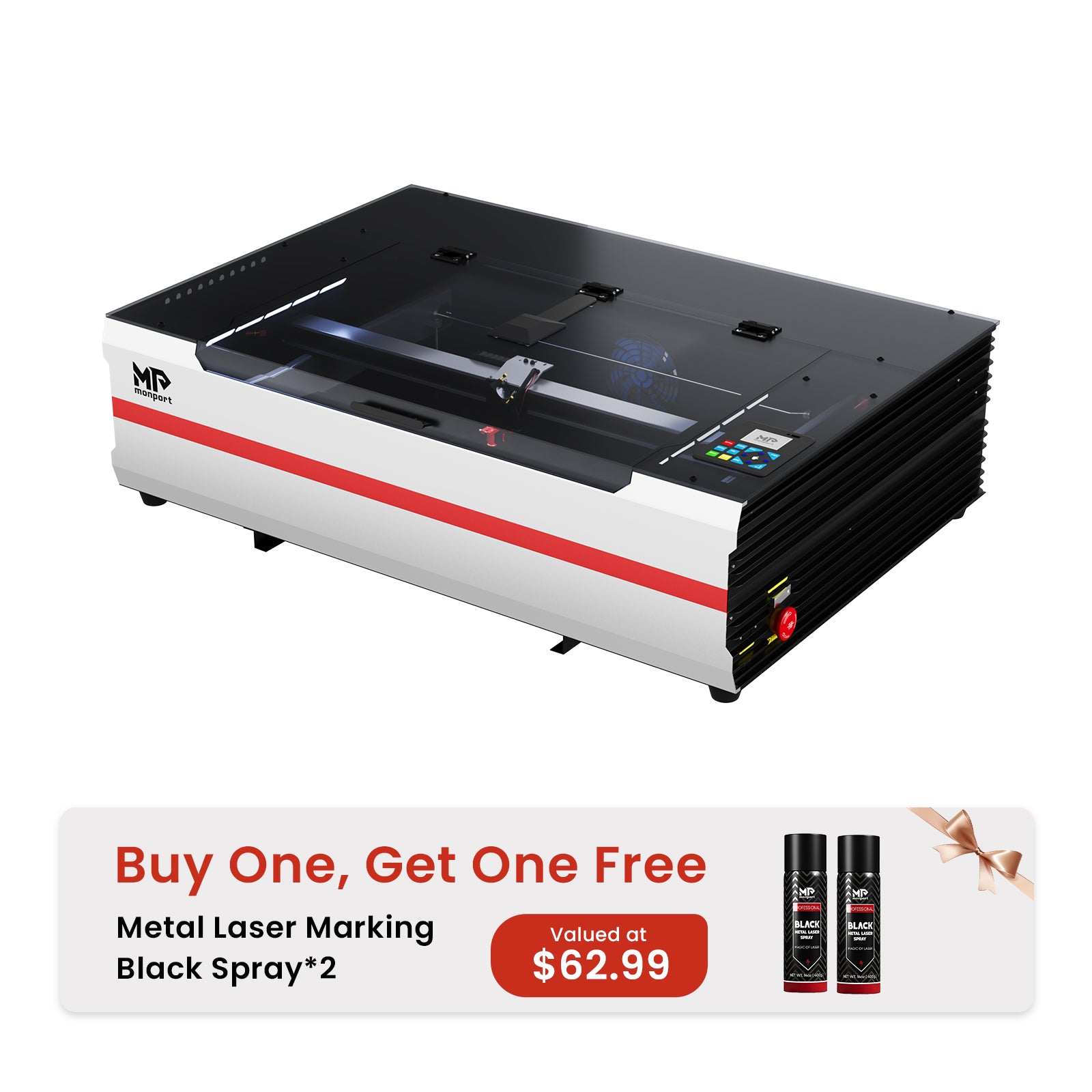 Monport Reno65 Pro Vision 65W Desktop CO2 Laser Engraver & Cutter (24" X 16") with 8MP HD Camera and Magnetic Assisted Focus