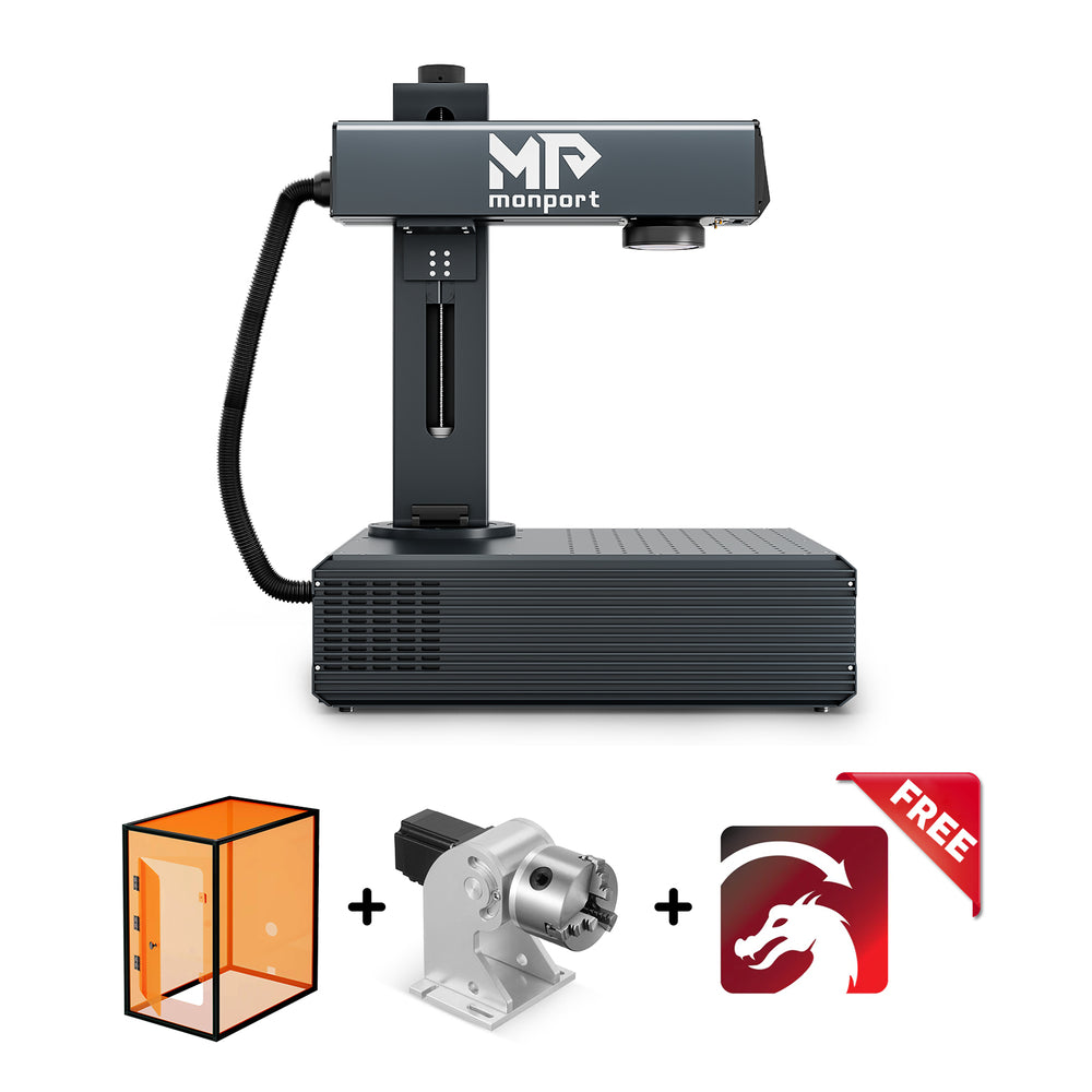 Best Selling | Monport GA 100W Upgraded Integrated MOPA Fiber Laser Engraver & Marking Machine with Auto Focus