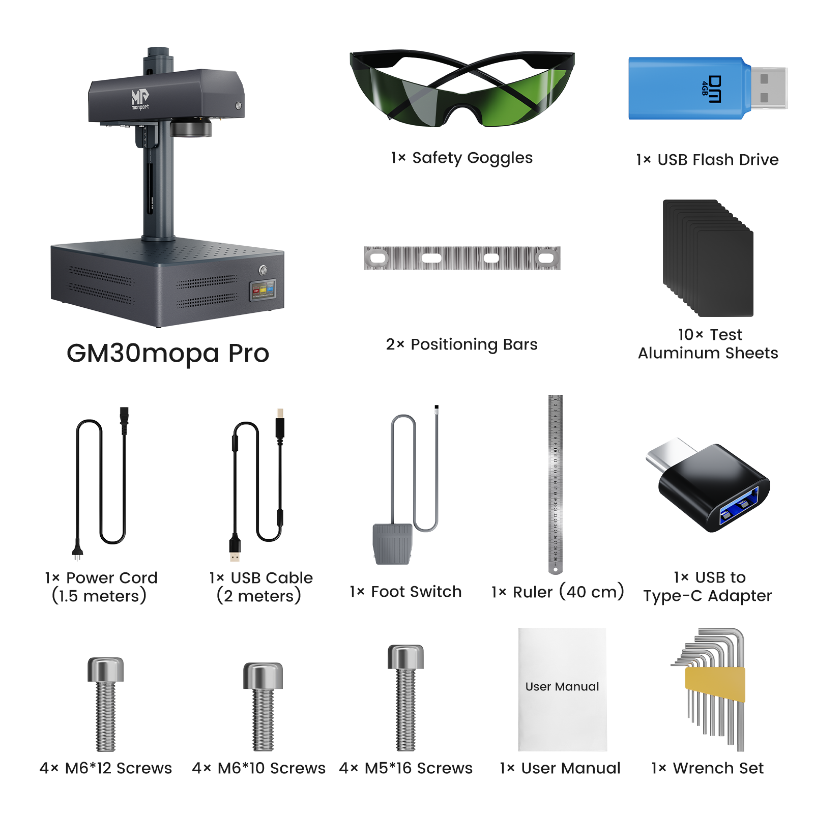 Monport GM 30W Pro Integrated MOPA Fiber Laser Engraver & Marking Machine with AutoFocus