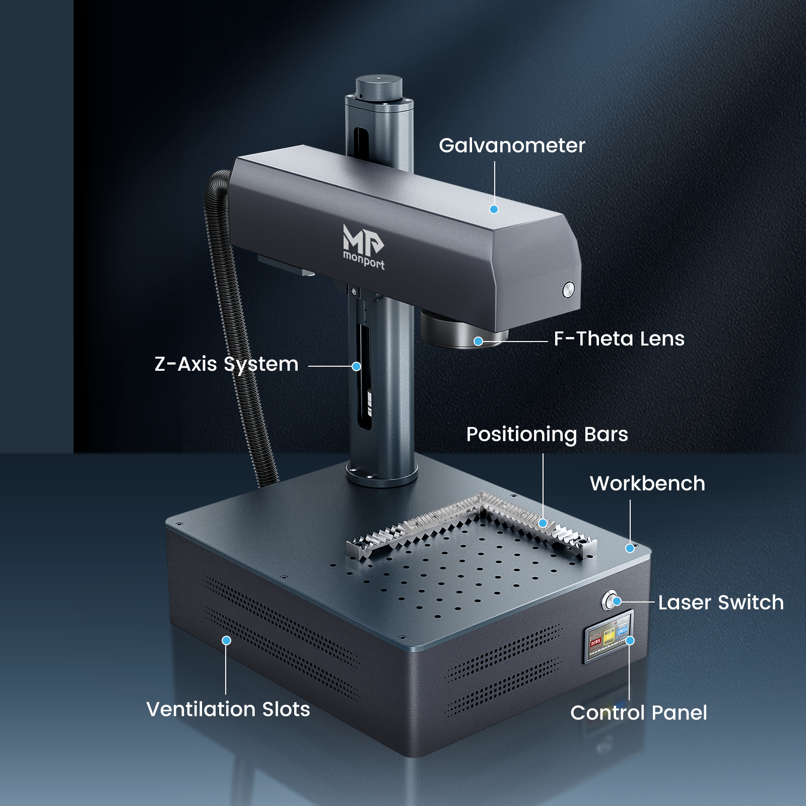 Monport GM 30W Pro Integrated MOPA Fiber Laser Engraver & Marking Machine with AutoFocus