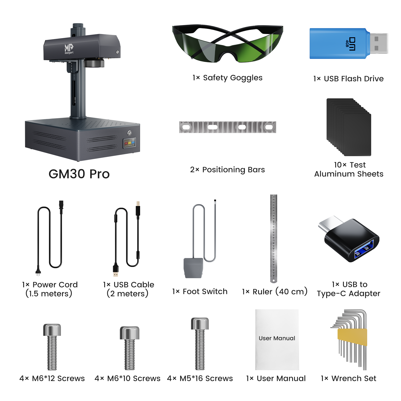 Monport GM 30W Pro Integrated Fiber Laser Engraver & Marking Machine with AutoFocus