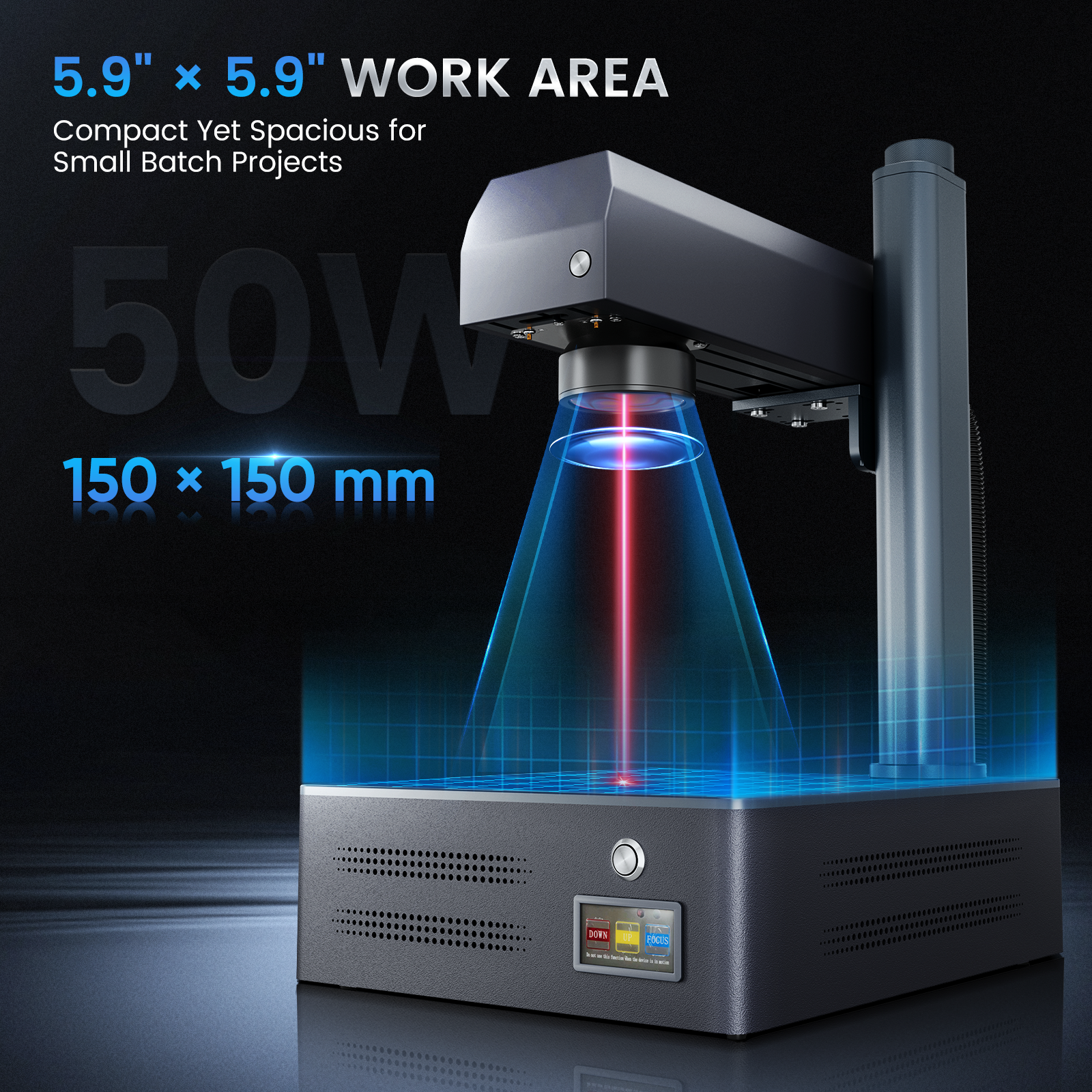 Monport GM 50W Pro Integrated Fiber Laser Engraver & Marking Machine with AutoFocus