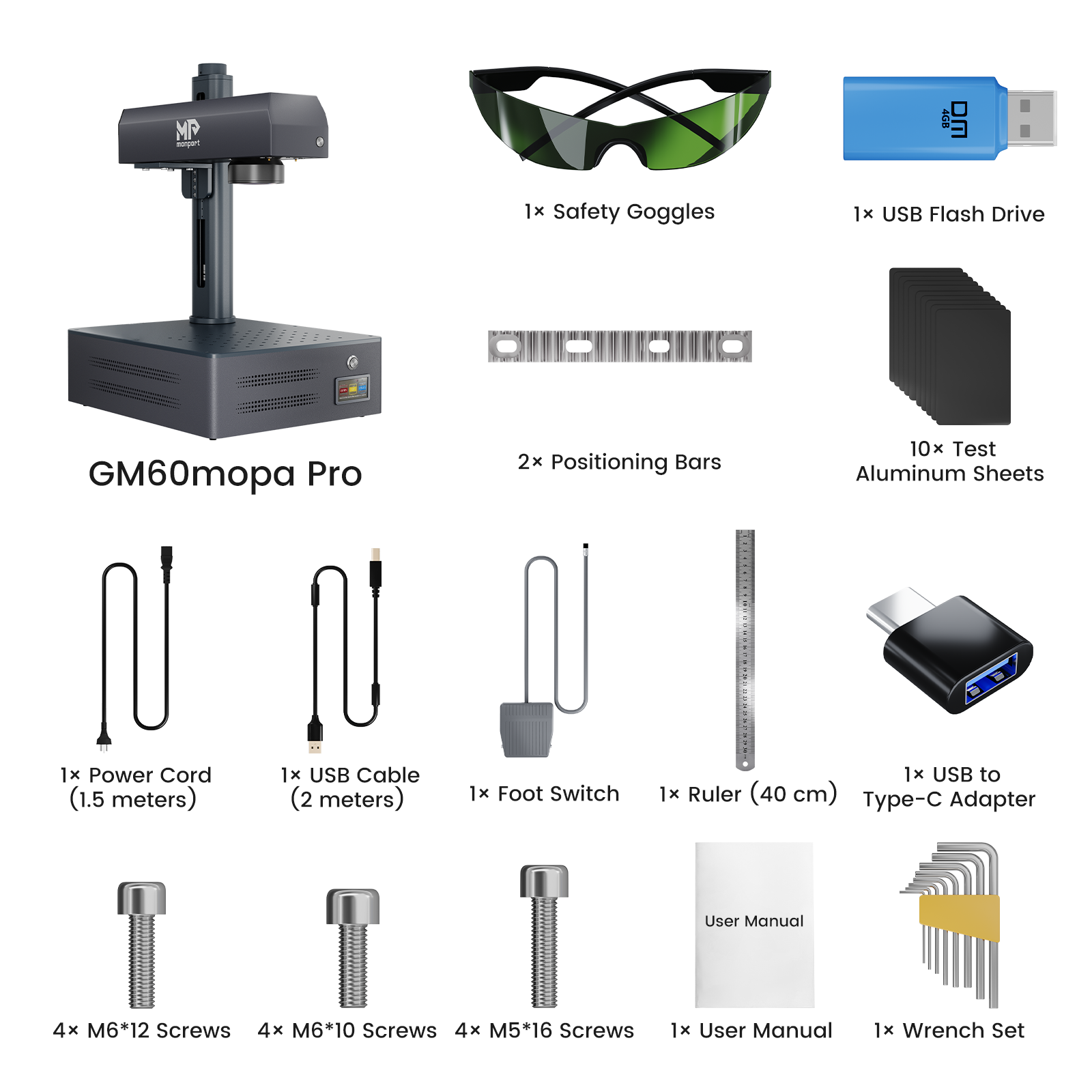 Monport GM 60W Pro Integrated MOPA Fiber Laser Engraver & Marking Machine with AutoFocus