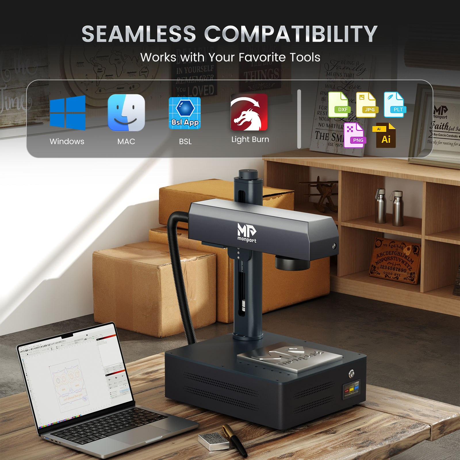 Pre-Sale Monport GM 60W Pro Integrated JPT MOPA Fiber Laser Engraver & Marking Machine with AutoFocus