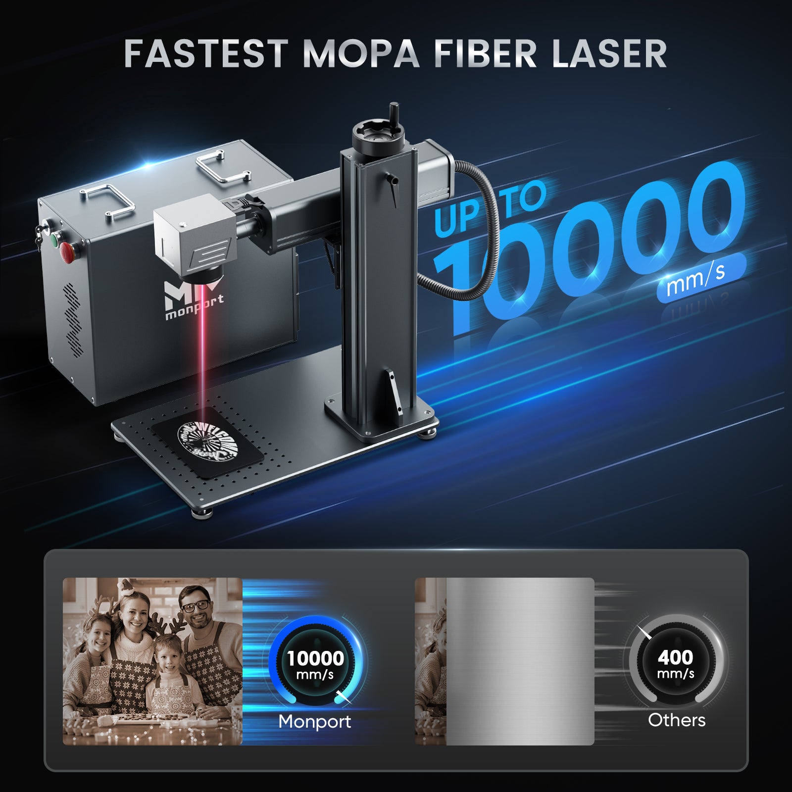 Monport GPro 30W Split MOPA Fiber Laser Engraver & Marking Machine With Manual Focus