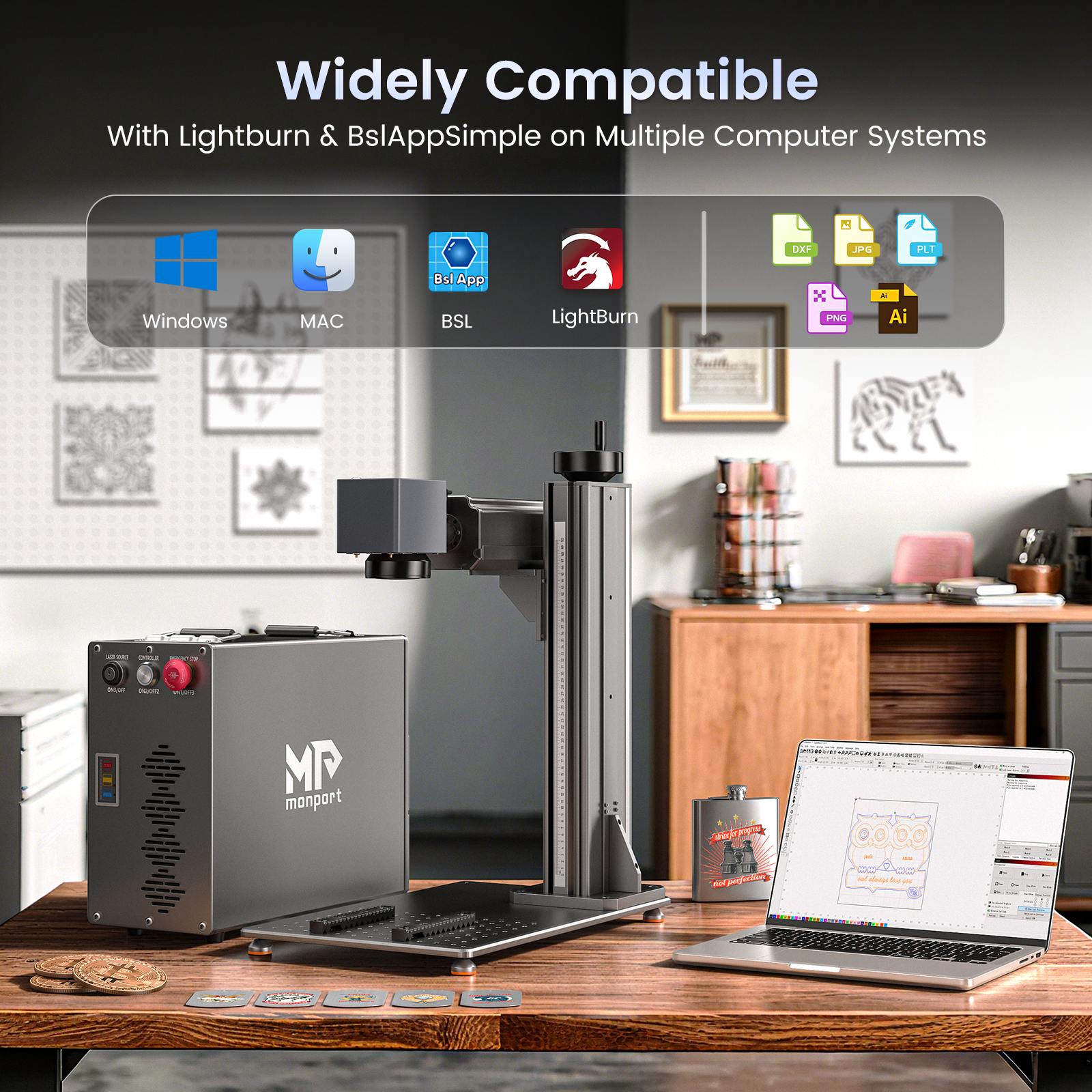 Monport GT 50W Split Fiber Laser Engraver & Marking Machine With AutoFocus  (7.9