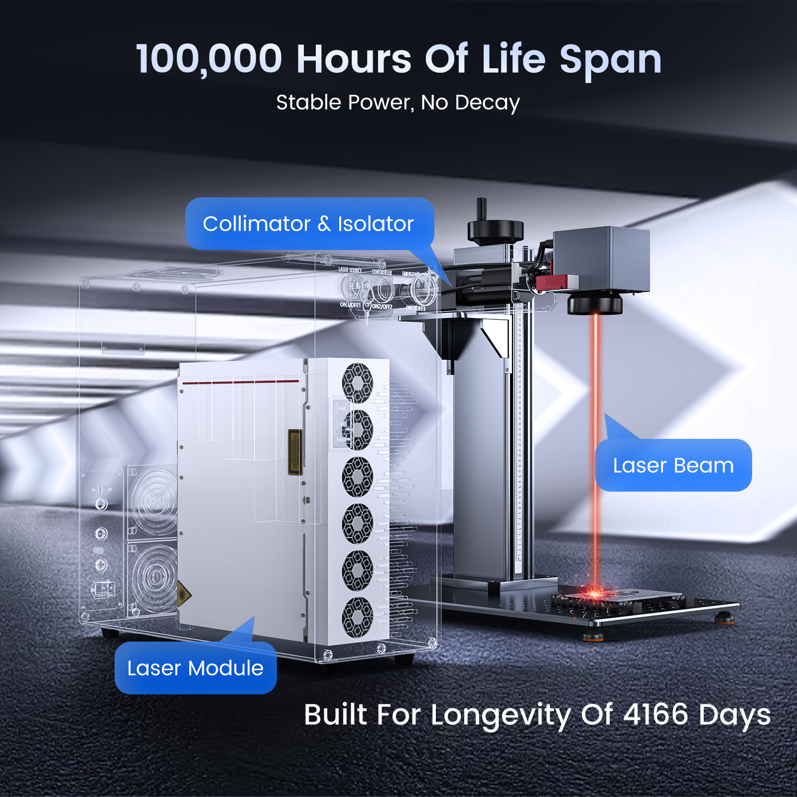 Monport GT 200W Split MOPA Fiber Laser Engraver & Color Marking Machine With AutoFocus