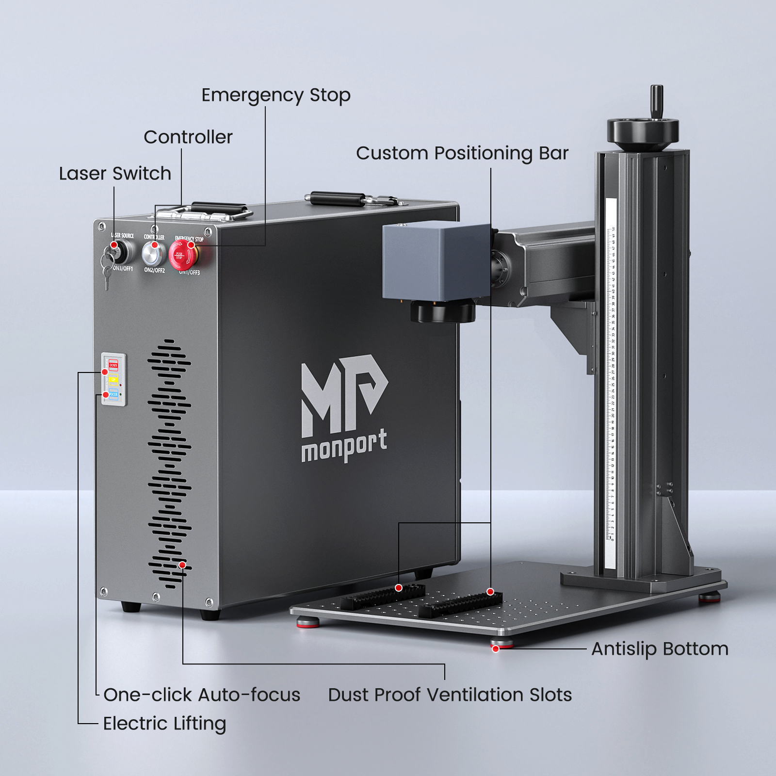 Monport GT 200W Split MOPA Fiber Laser Engraver & Color Marking Machine With AutoFocus