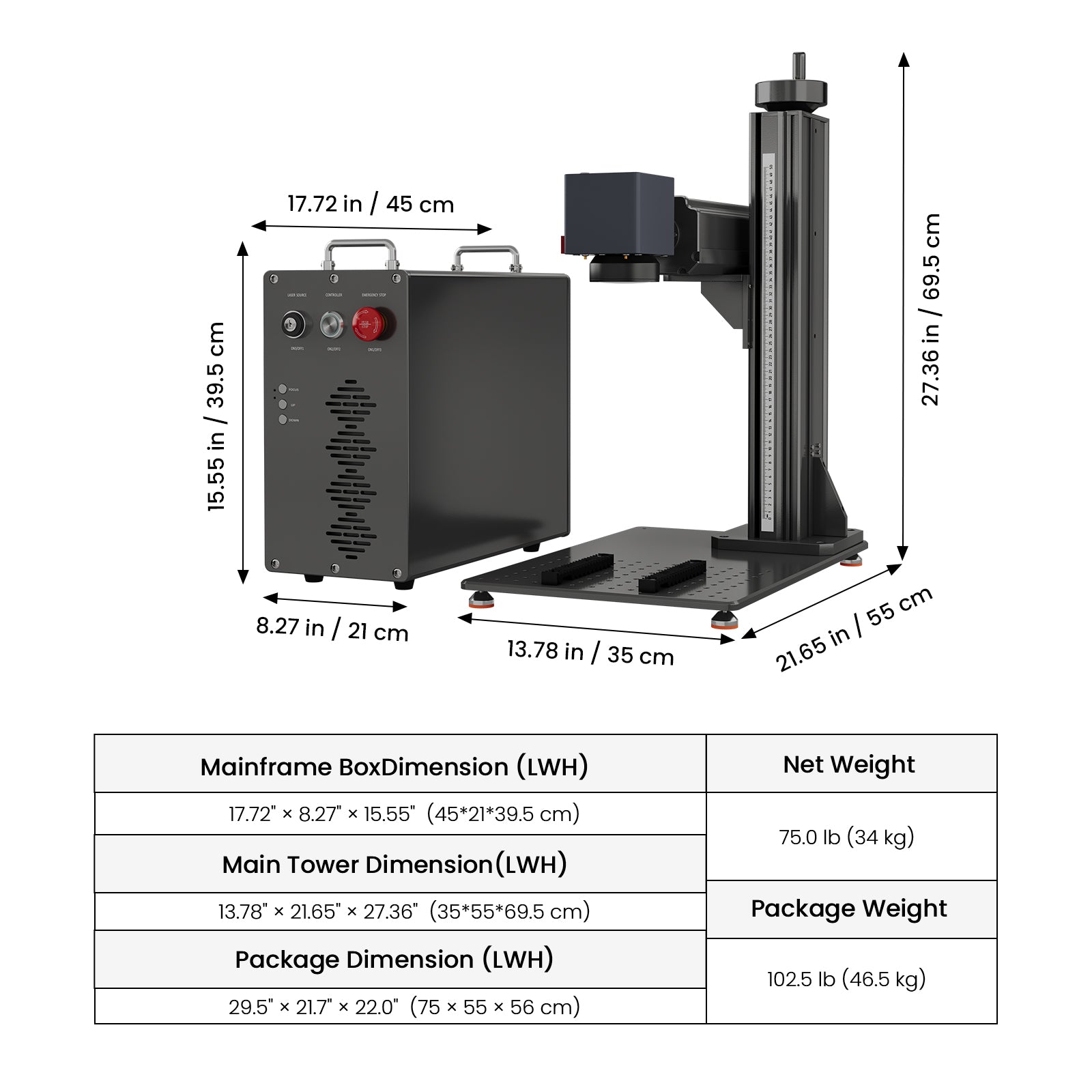 Monport GT 30W Split Fiber Laser Engraver & Marking Machine With AutoFocus (5.9” x 5.9”)