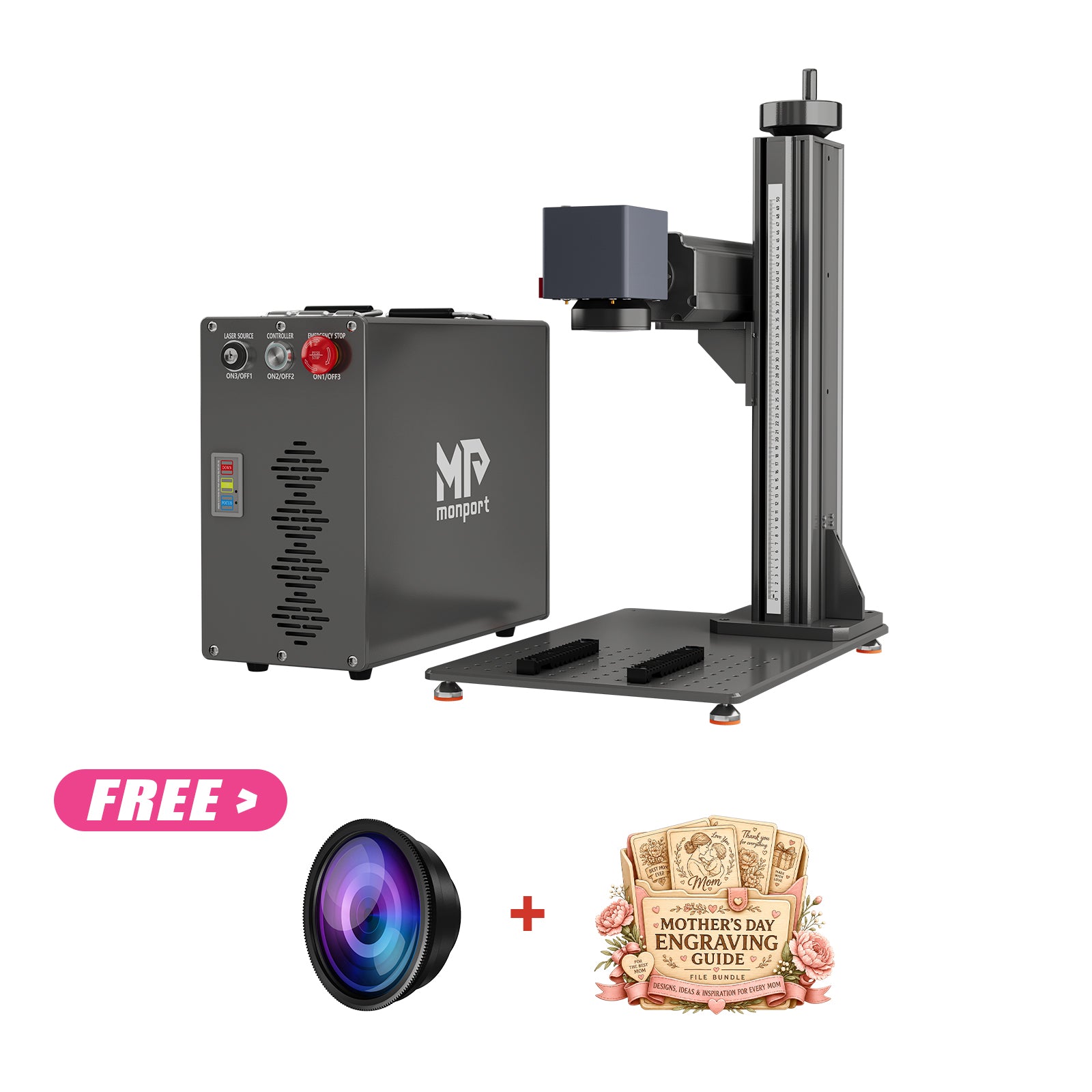 Monport GT 30W Split Fiber Laser Engraver & Marking Machine With AutoFocus (5.9” x 5.9”)