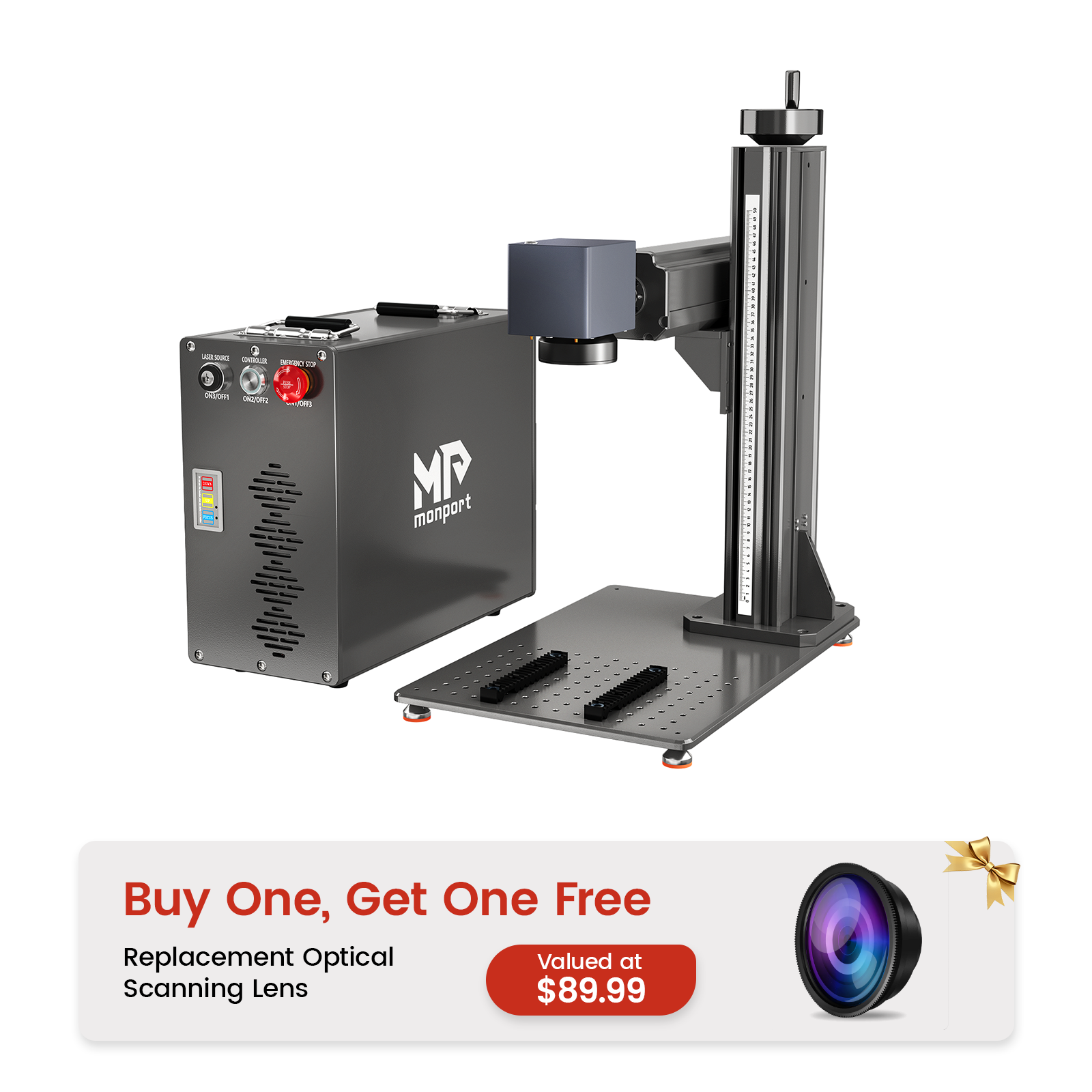 Monport GT 50W Split Fiber Laser Engraver & Marking Machine With AutoFocus  (7.9" x 7.9") – FDA Approval