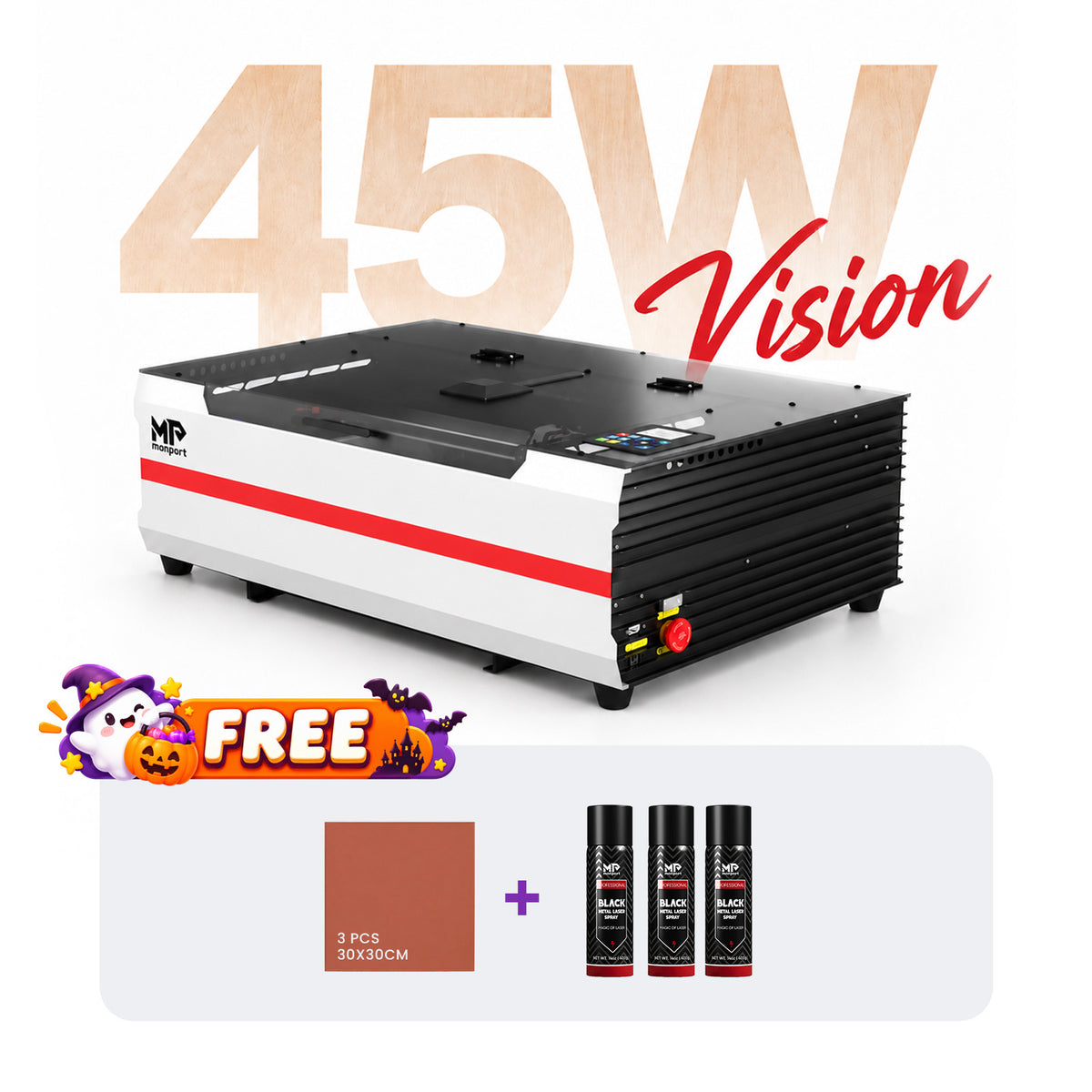 Brand New Monport Reno 45W Desktop CO2 Laser Engraver (16"×12") | Built-In Water Cooling, Magnetic Assisted Focus