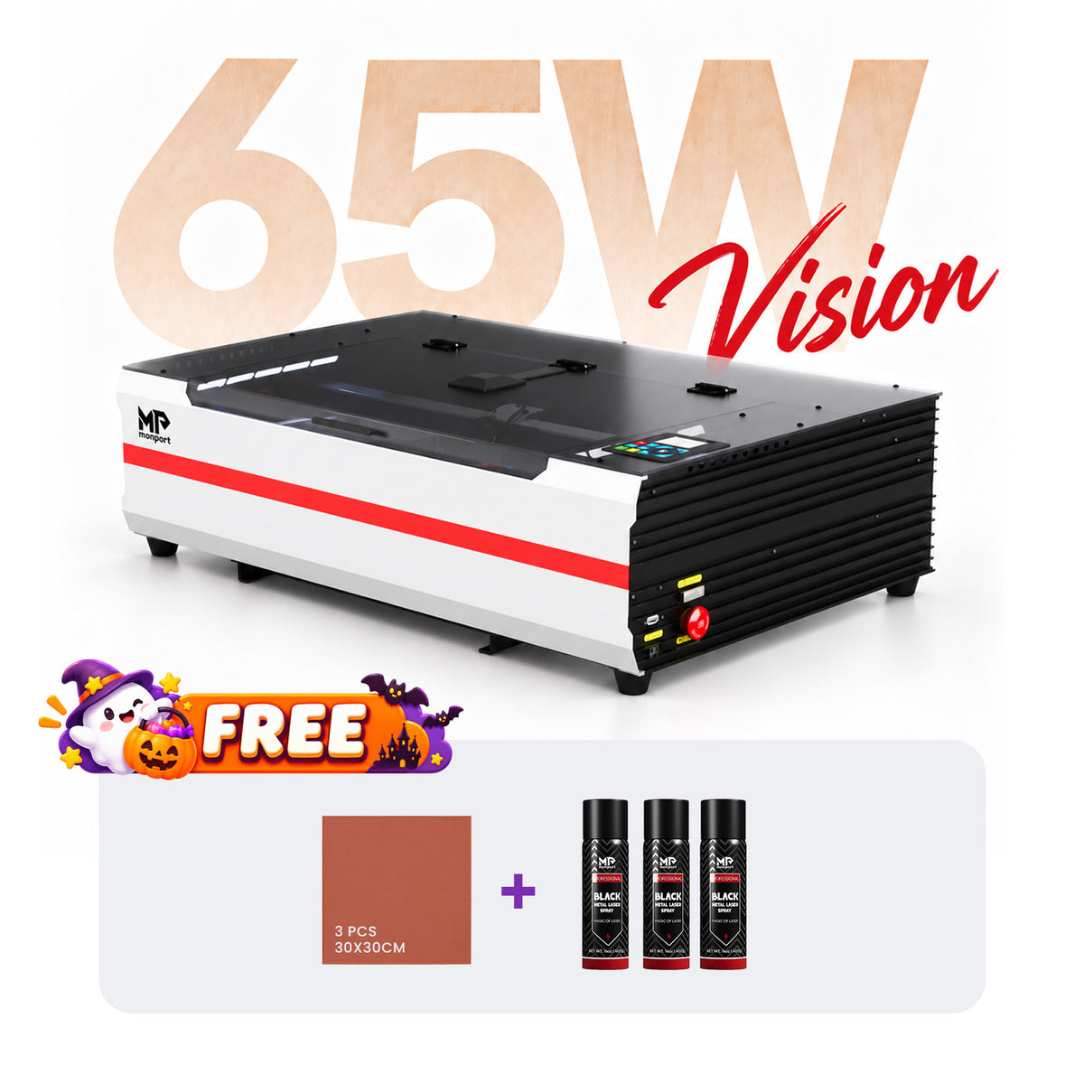 Brand New Monport Reno 65W Desktop CO2 Laser Engraver (24"×16") | Built-In Water Cooling, Magnetic Assisted Focus