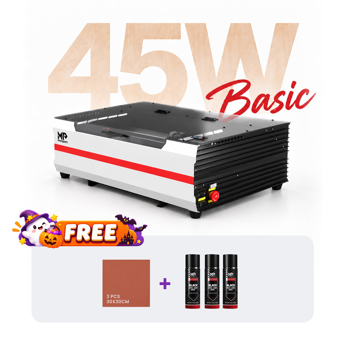 Brand New Monport Reno 45W Desktop CO2 Laser Engraver (16"×12") | Built-In Water Cooling, Magnetic Assisted Focus