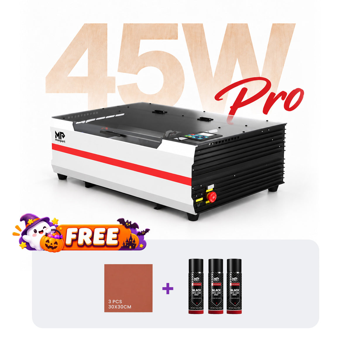 Brand New Monport Reno 45W Desktop CO2 Laser Engraver (16"×12") | Built-In Water Cooling, Magnetic Assisted Focus