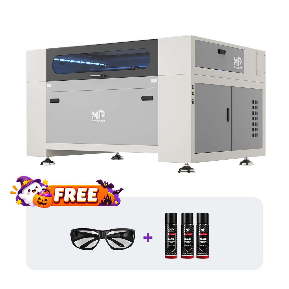 Monport Effi10S Upgraded 100W CO2 Laser Engraver & Cutter with (40" × 24") Autofocus and Built-in Water Chiller
