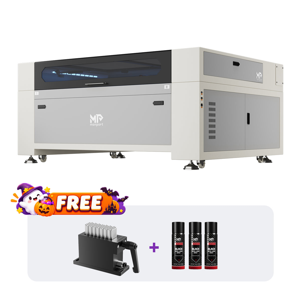 Monport Effi13S Upgraded 130W CO2 Laser Engraver & Cutter (51" × 35") with Autofocus and Built-in Water Chiller