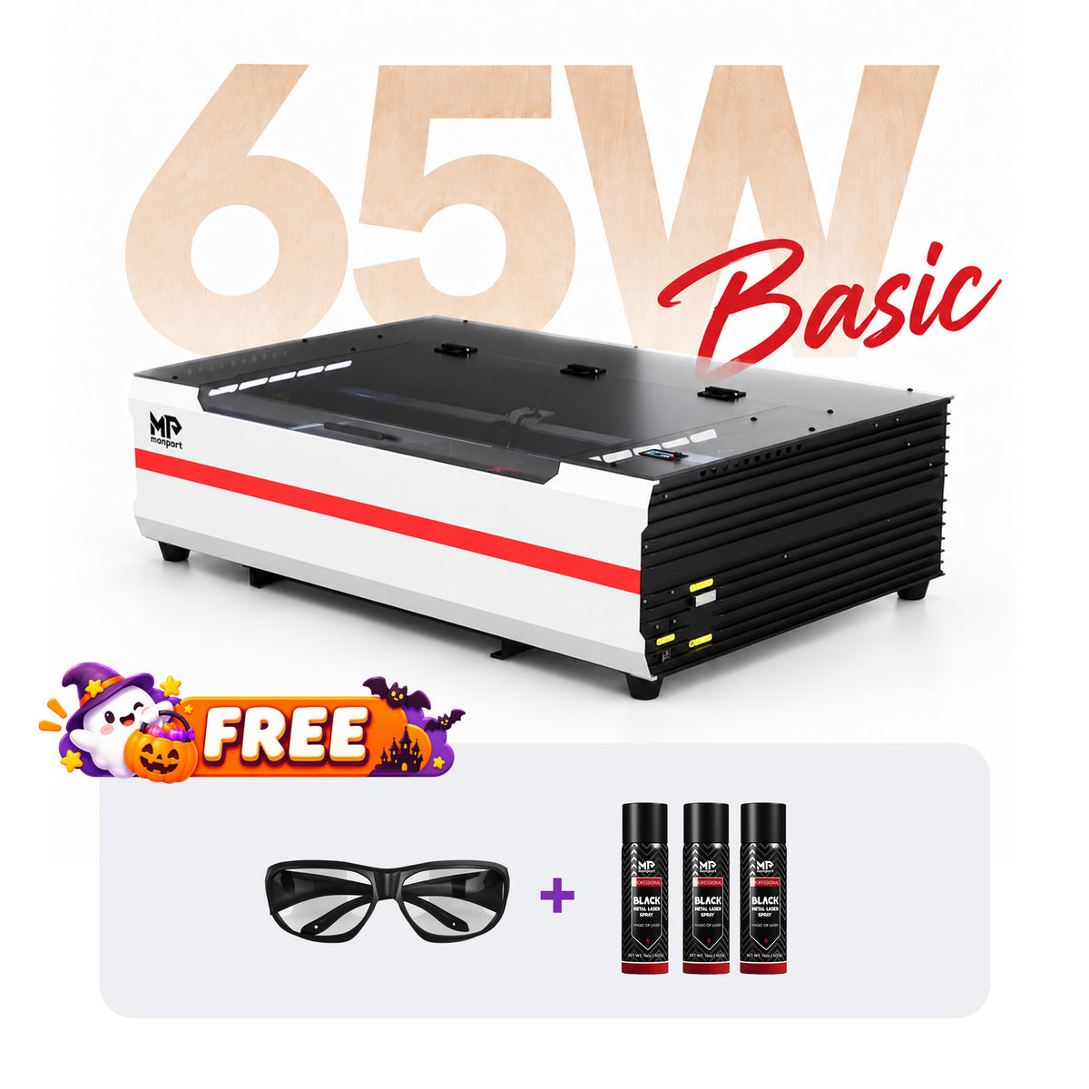 Brand New Monport Reno 65W Desktop CO2 Laser Engraver (24"×16") | Built-In Water Cooling, Magnetic Assisted Focus