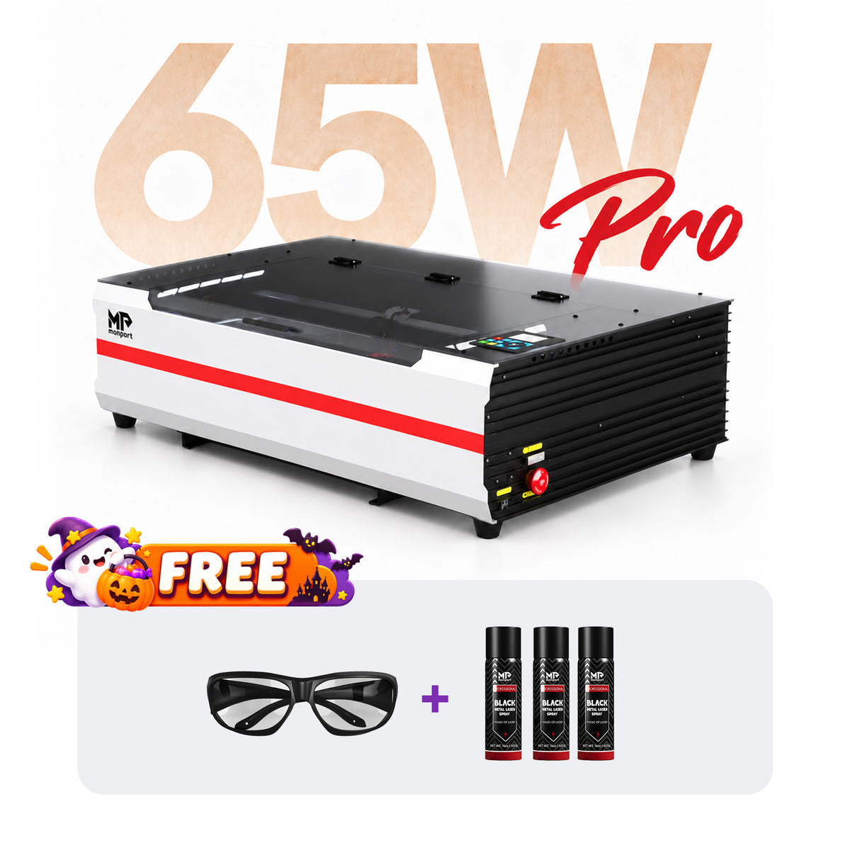 Brand New Monport Reno 65W Desktop CO2 Laser Engraver (24"×16") | Built-In Water Cooling, Magnetic Assisted Focus