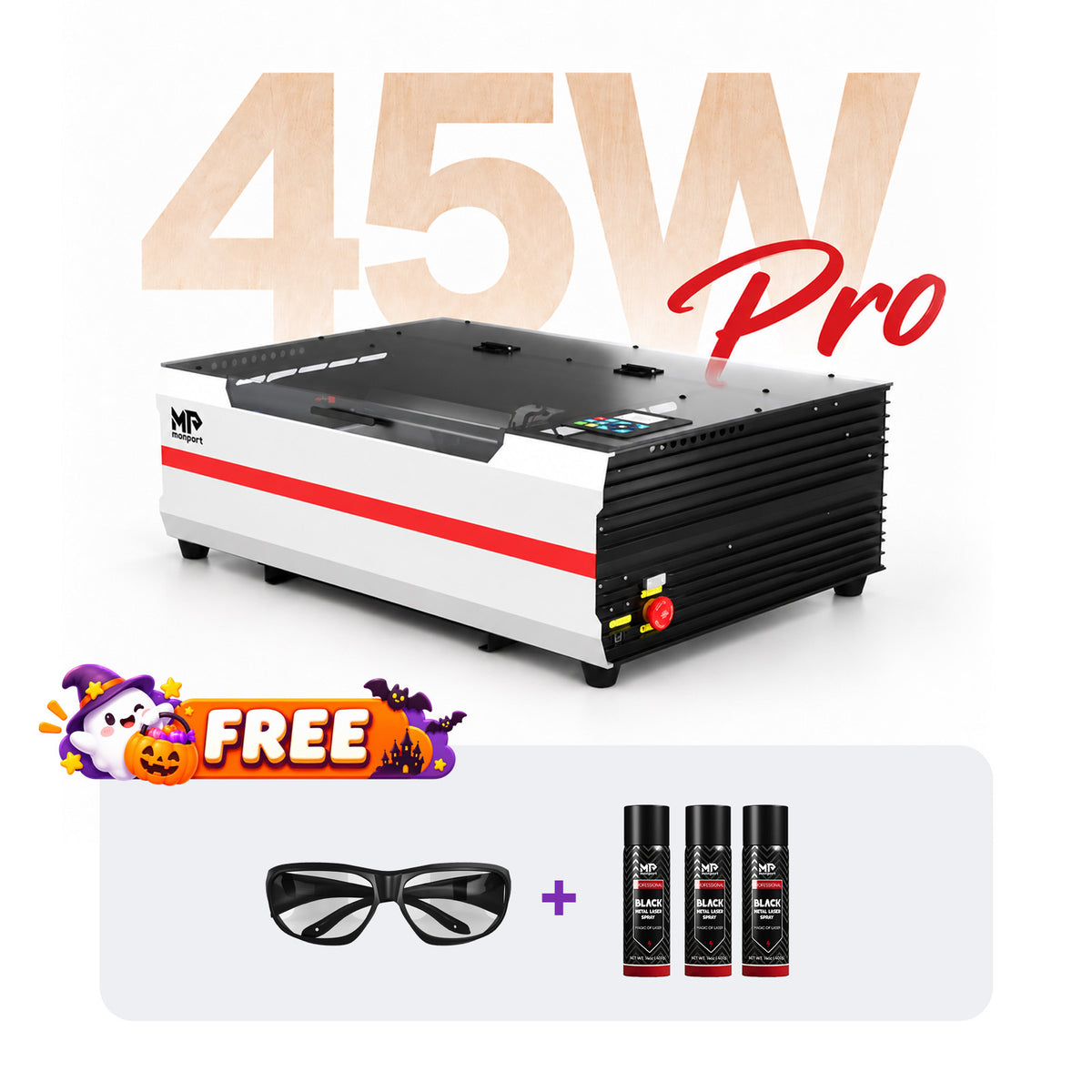 Brand New Monport Reno 45W Pro&Vision Desktop CO2 Laser Engraver (16"×12") | Built-In Water Cooling, Magnetic Assisted Focus