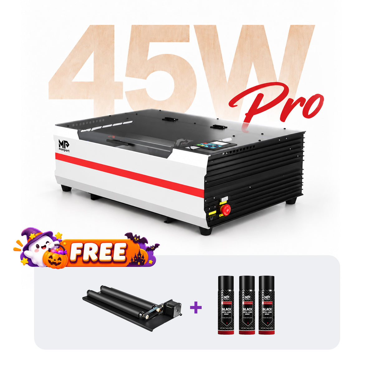 Brand New Monport Reno 45W Pro&Vision Desktop CO2 Laser Engraver (16"×12") | Built-In Water Cooling, Magnetic Assisted Focus