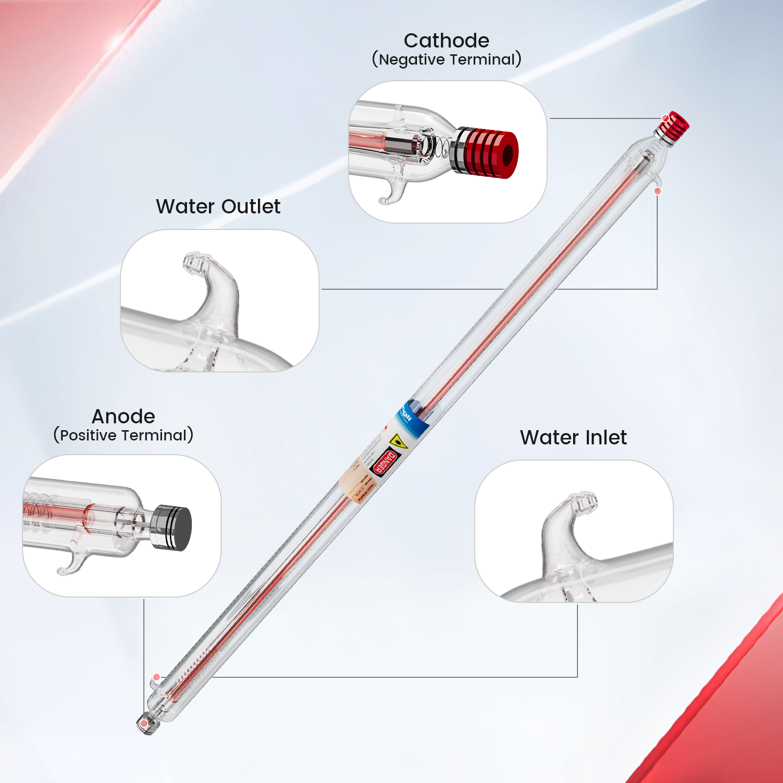 Monport 100w CO2 Laser Tube for Laser Engraver