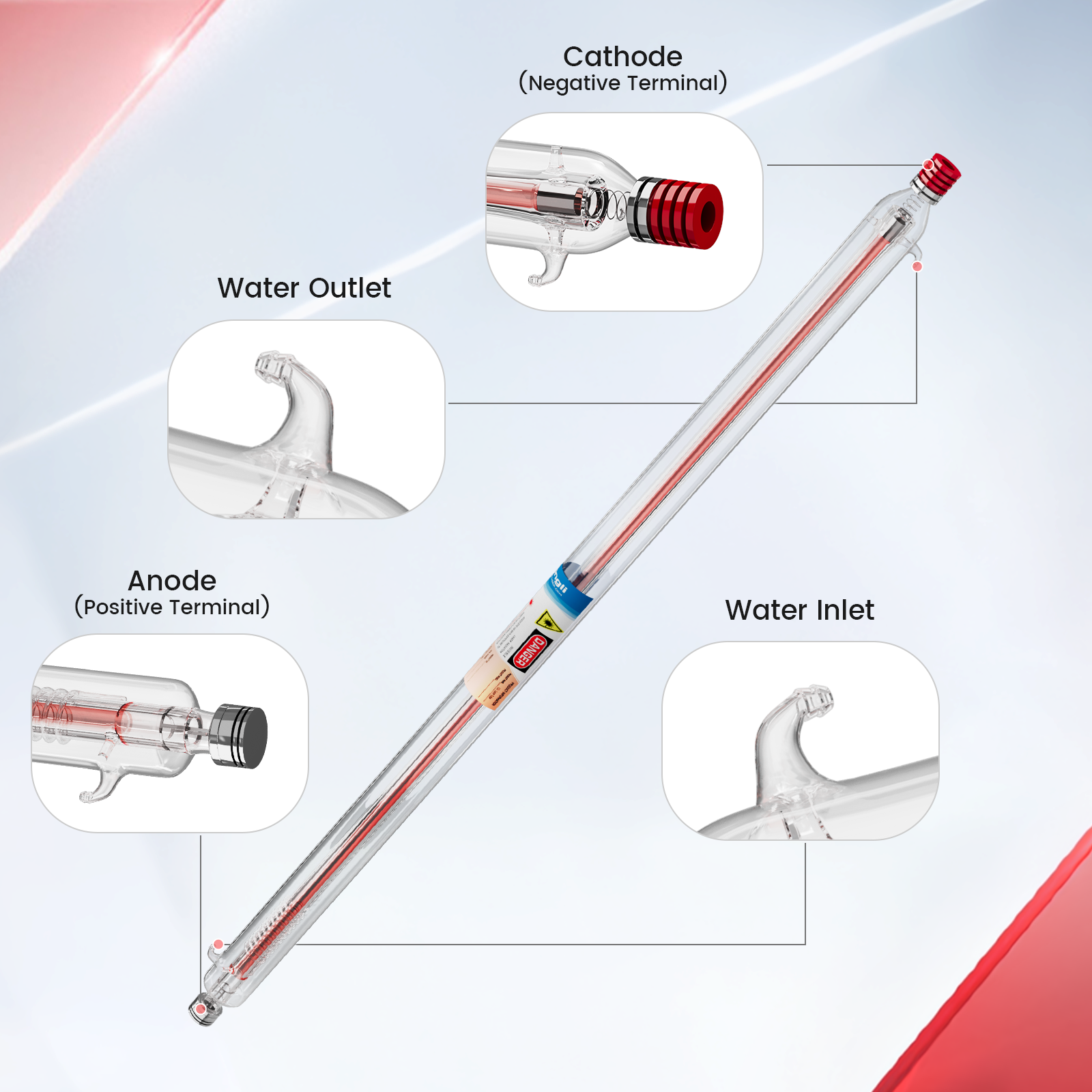 Monport 130W CO2 Laser Tube for Laser Engraver