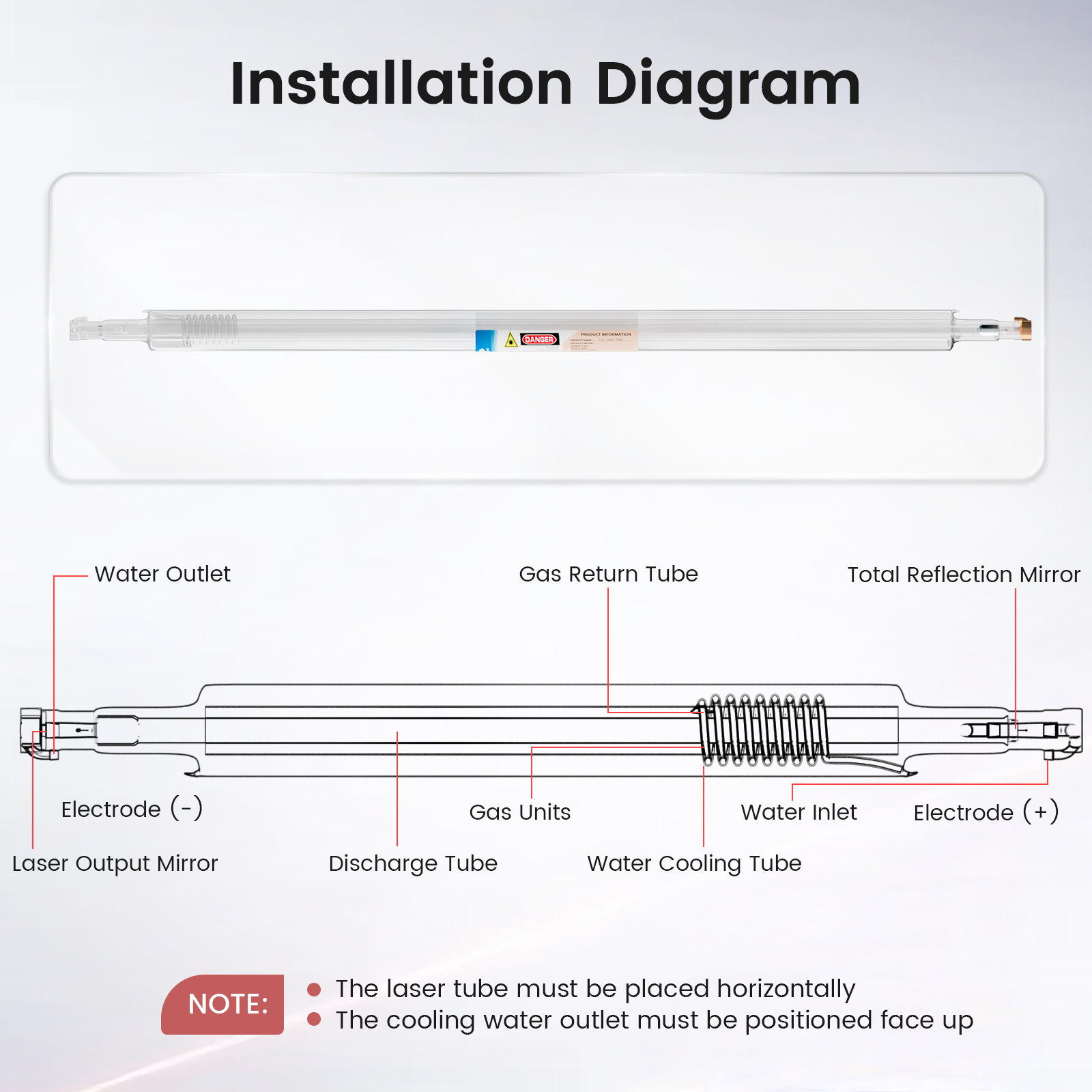 Monport 150W CO2 Laser Tube for Laser Engraver