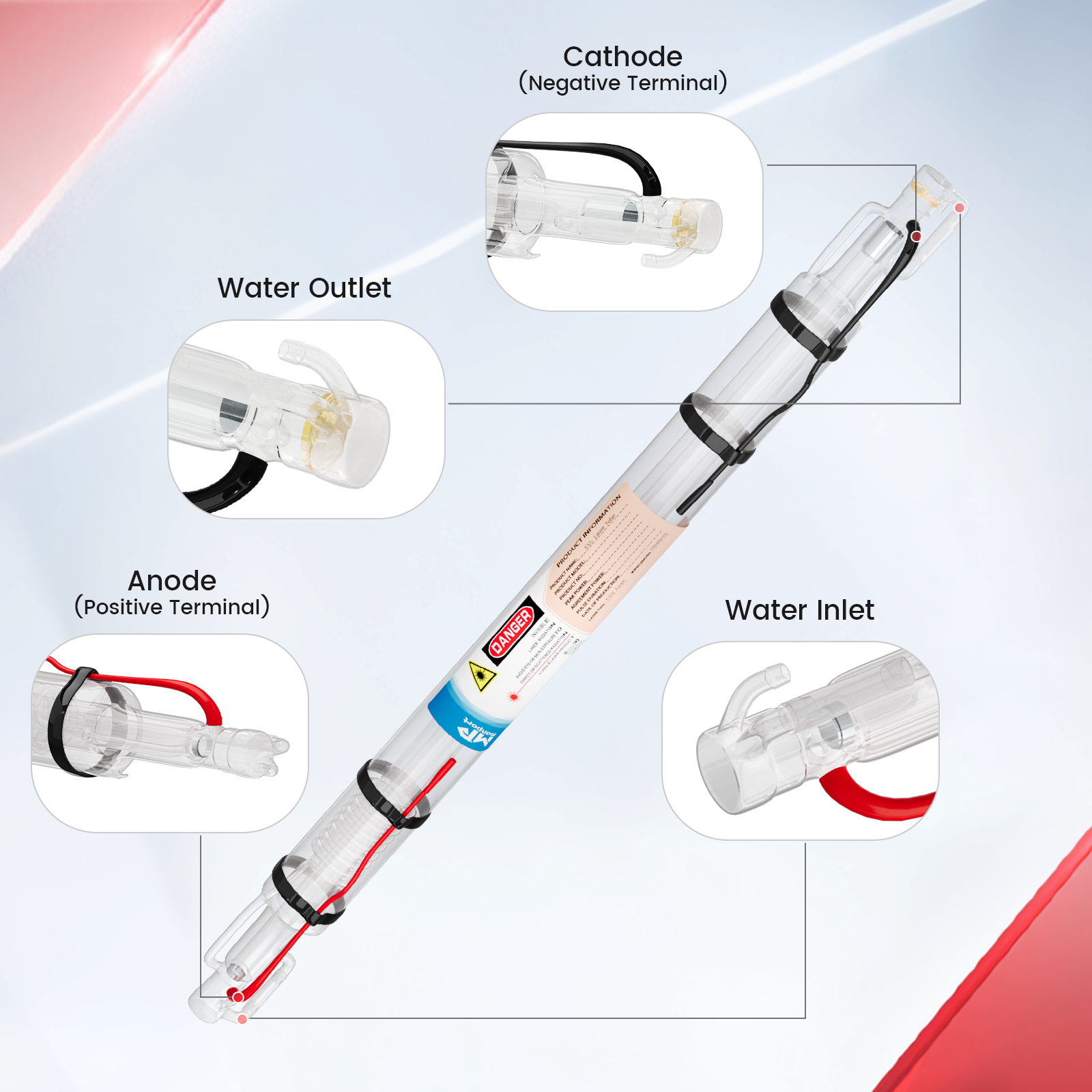 Monport 45W CO2 Laser Tube for Laser Engraver