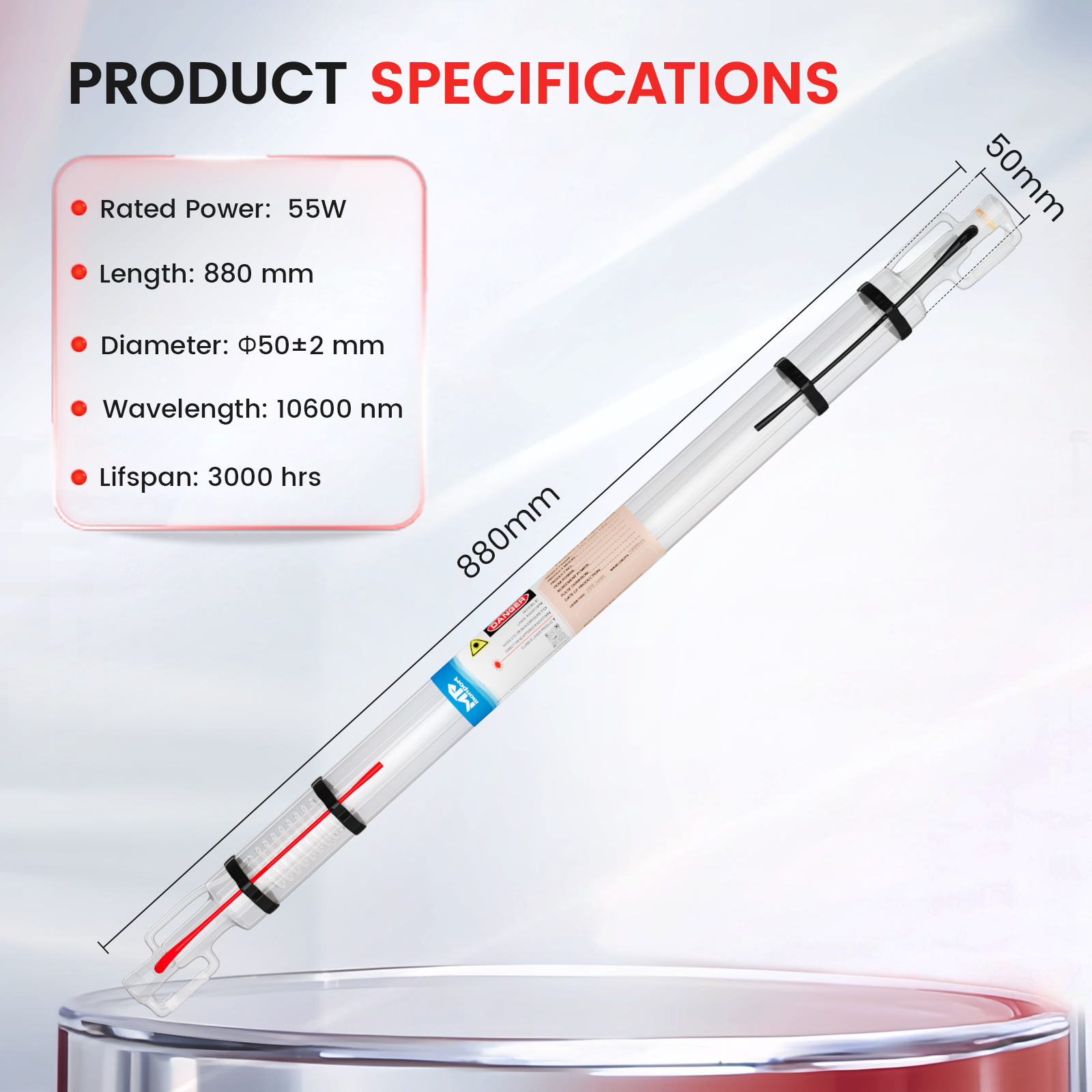 Monport 55W CO2 Laser Tube for Onyx 55W CO2 Laser Engraver