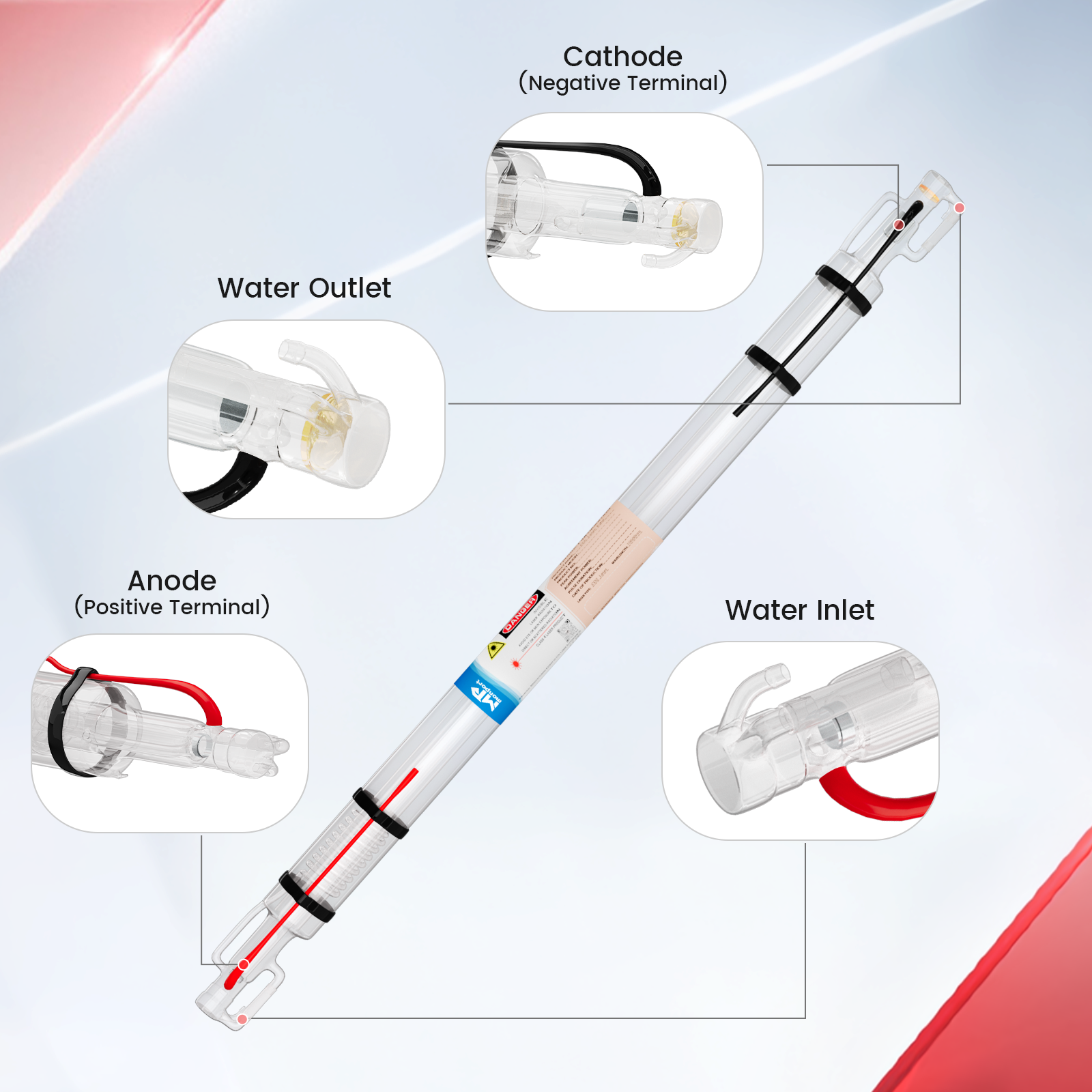 Monport 65W CO2 Laser Tube for Laser Engraver