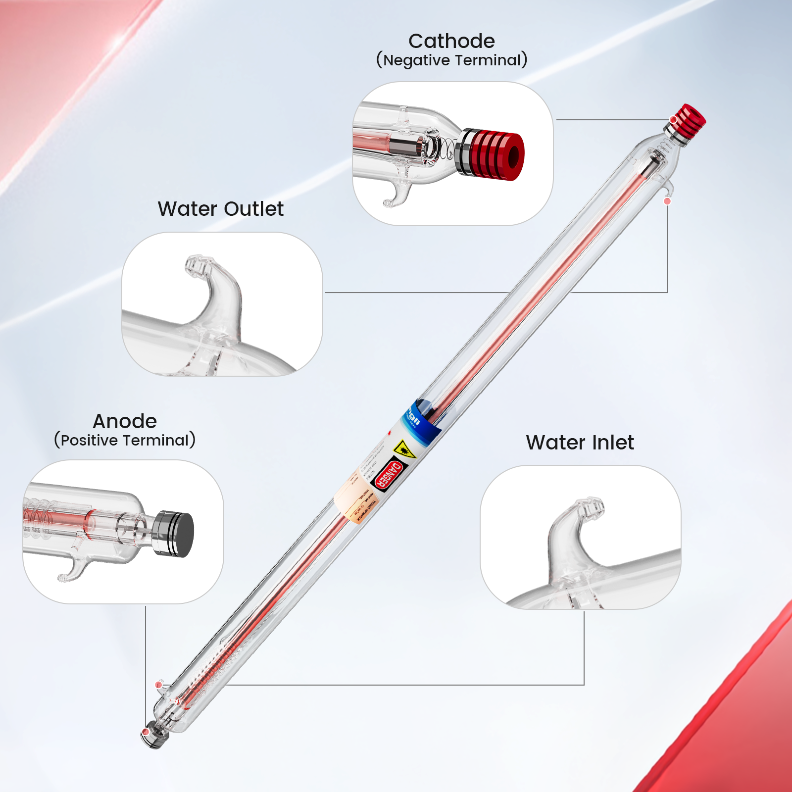 Monport 90W CO2 Laser Tube for Laser Engraver