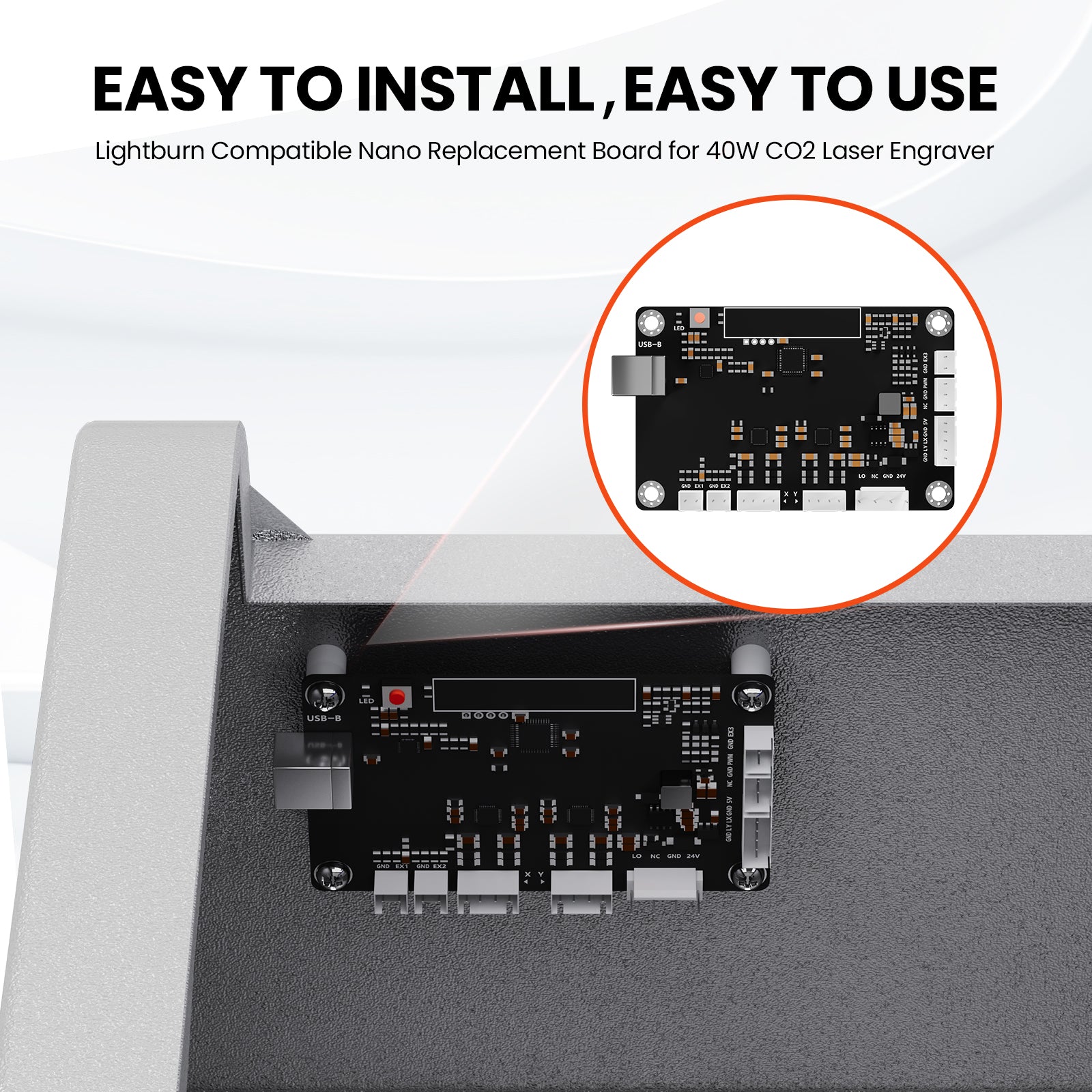 Lightburn Compatible Nano Replacement Board for 40W CO2 Laser Engraver