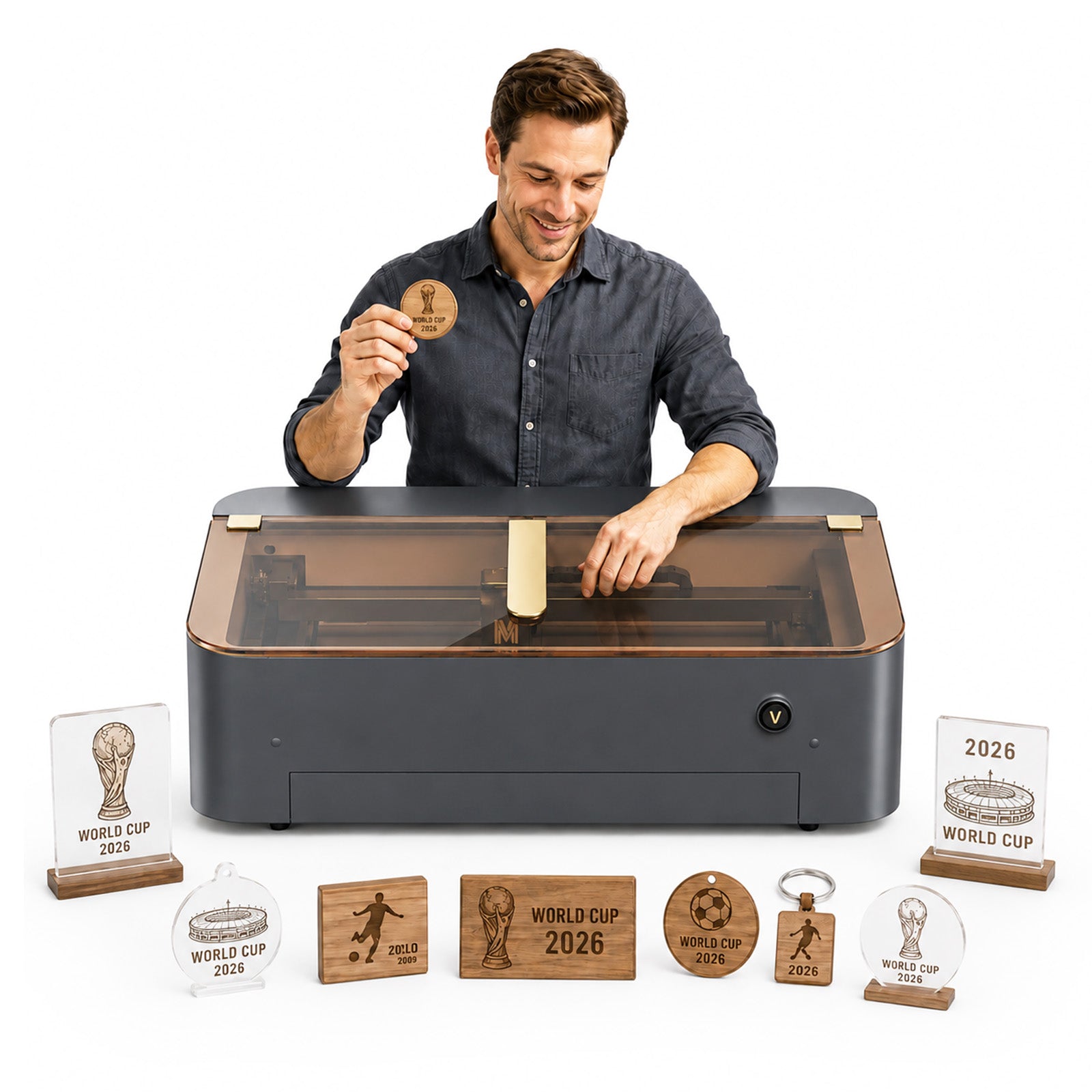 Brand New Monport 70W Desktop CO2 Laser Engraver & Cutter(28" X 14") - MEGAS| Built-In Water Cooling, 8MP HD Camera, AutoFocus