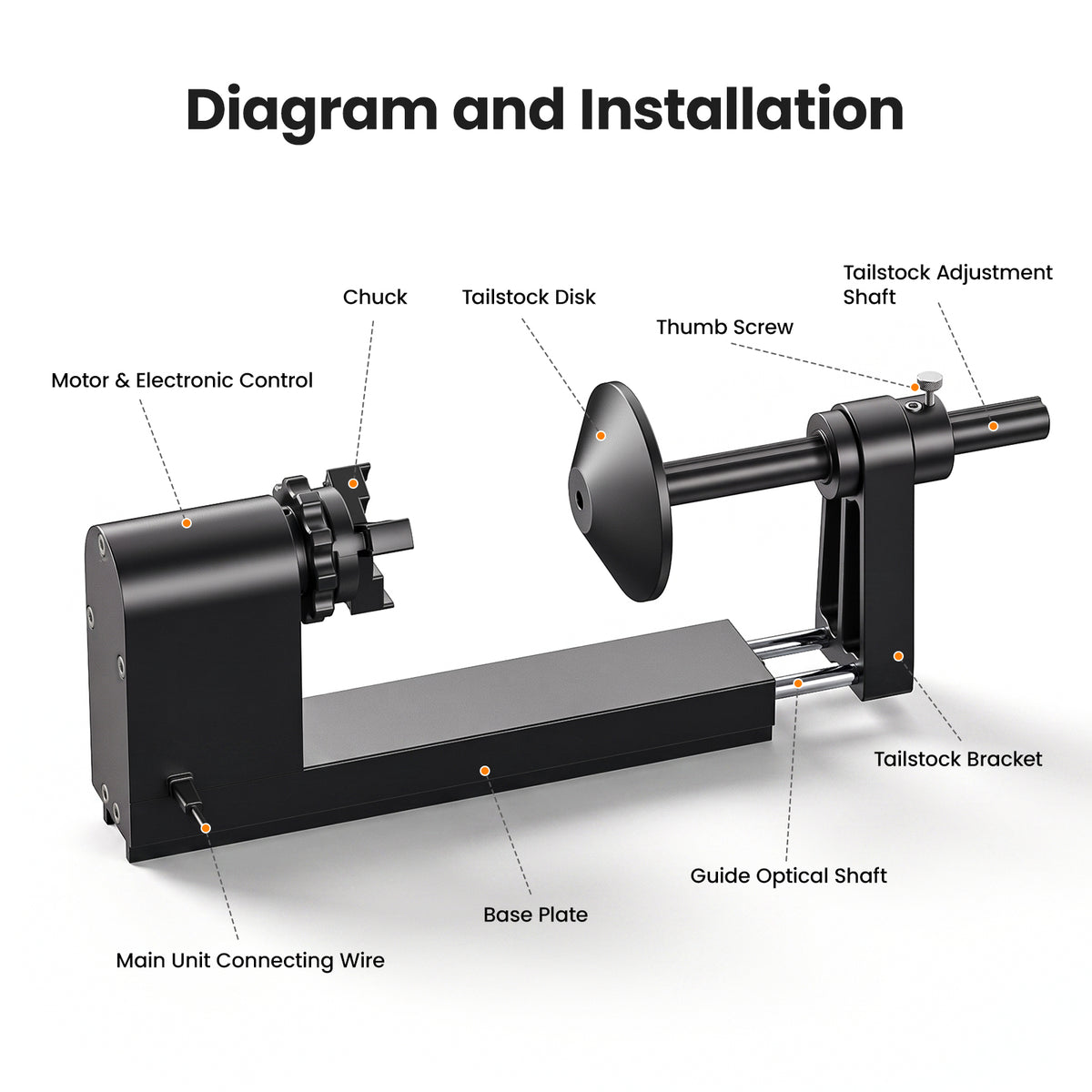 Monport Laser Rotary Axis for MEGAS Desktop CO2 Laser Engraver